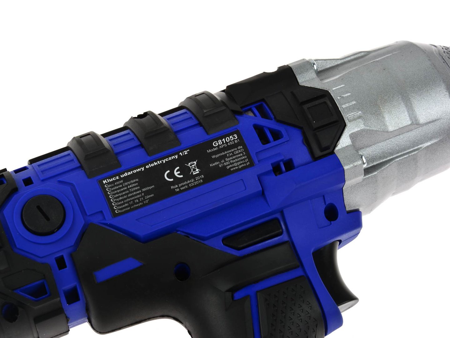 Avvitatore a impulsi a batteria 1/2", 450 Nm 230 V, avvitatore elettrico bussole, ideale per auto, camion, garage, officina, Geko