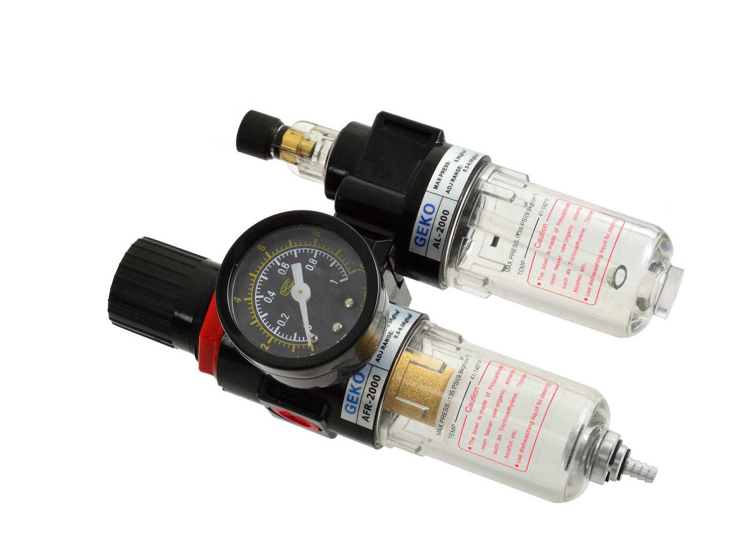 Separatore d'acqua e olio ad aria compressa, riduttore di pressione per compressore, filtro regolatore aria con manometro 1/4 " Geko