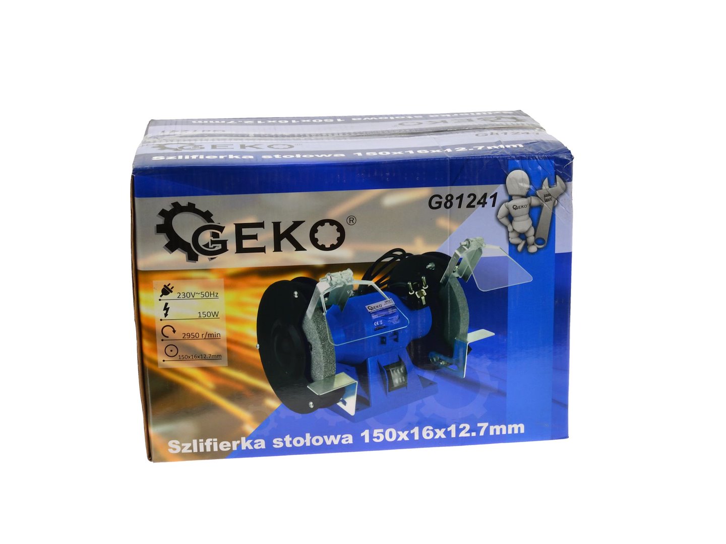 Smerigliatrice da banco 150 w, macchina per affilare e levigare 150 mm Geko