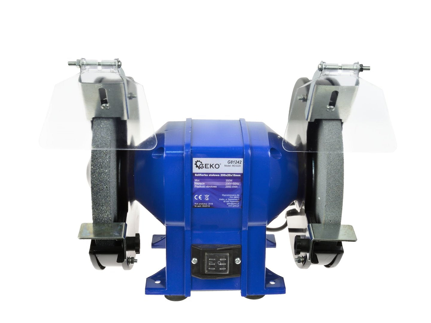 Mola smerigliatrice da banco professionale ø200mm, smerigliatrice da banco doppia, 350W 200 x 20 x 16mm Geko