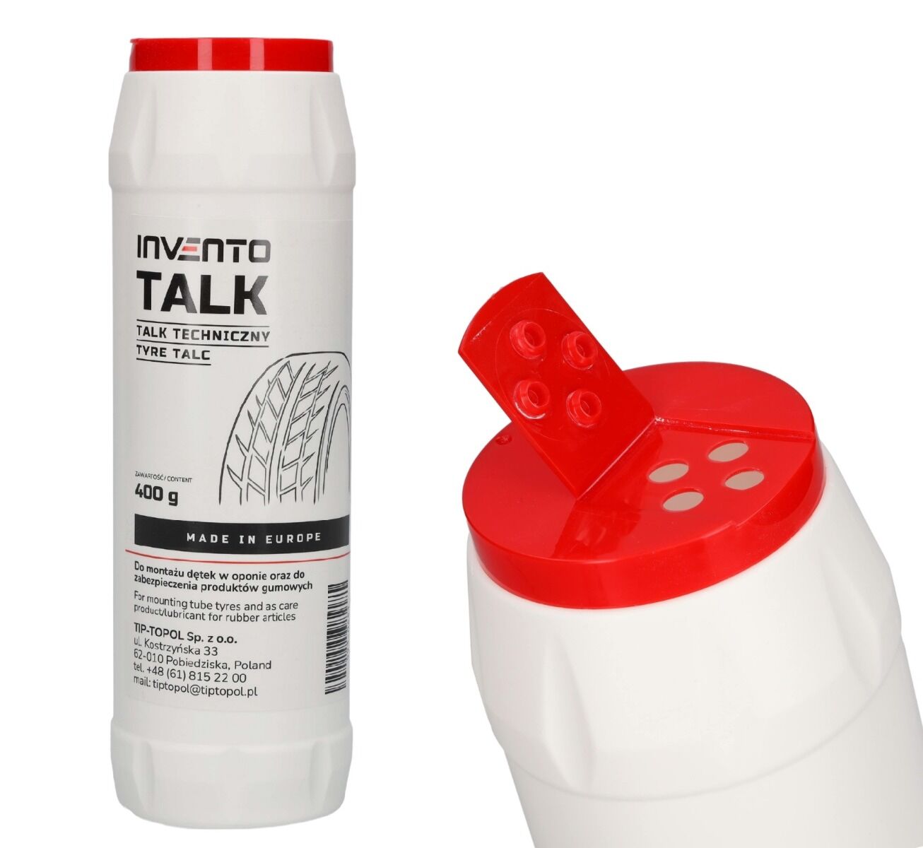 Polvere di talco per pneumatici 400 g Invento