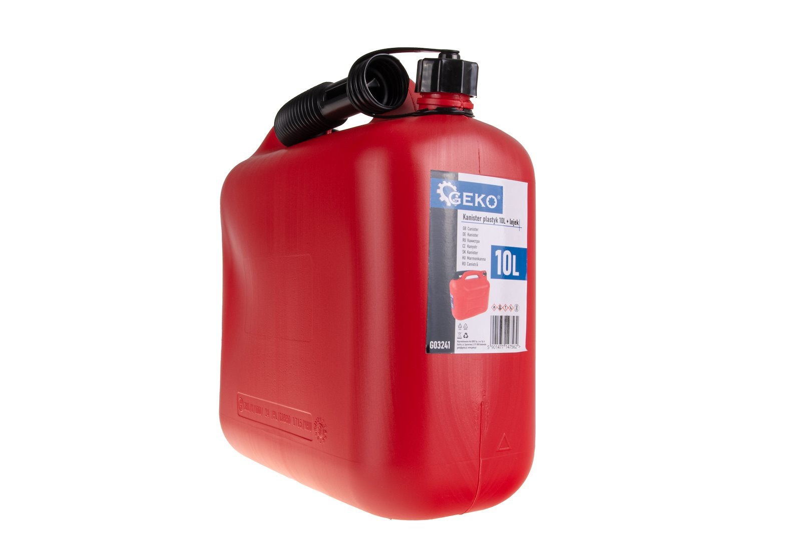 Tanica in plastica da 10 litri con imbuto, tanica per carburante, Geko