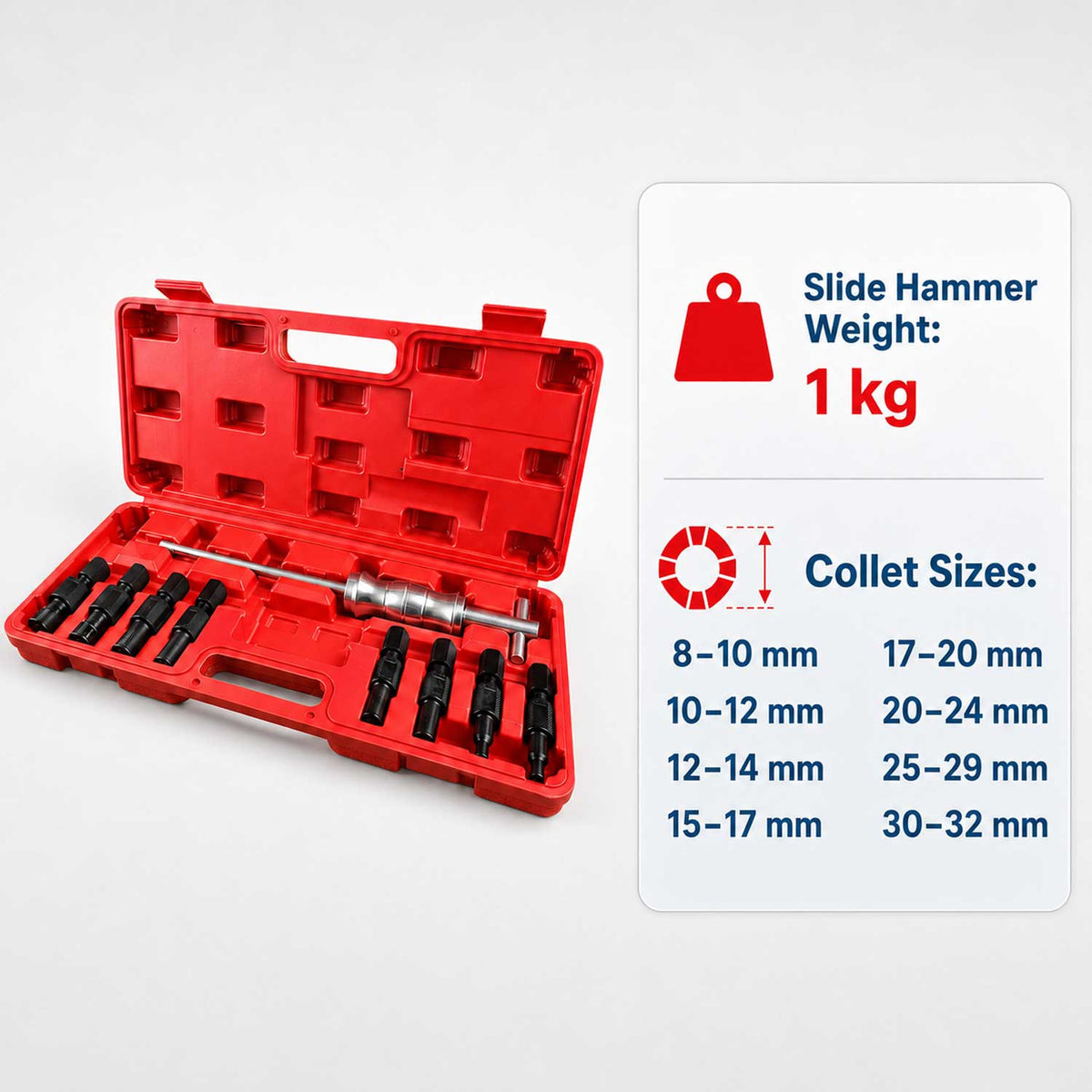 Set-kit estrattore cuscinetti interni, con martello scorrevole, smontaggio cuscinetto , Gebo Tools