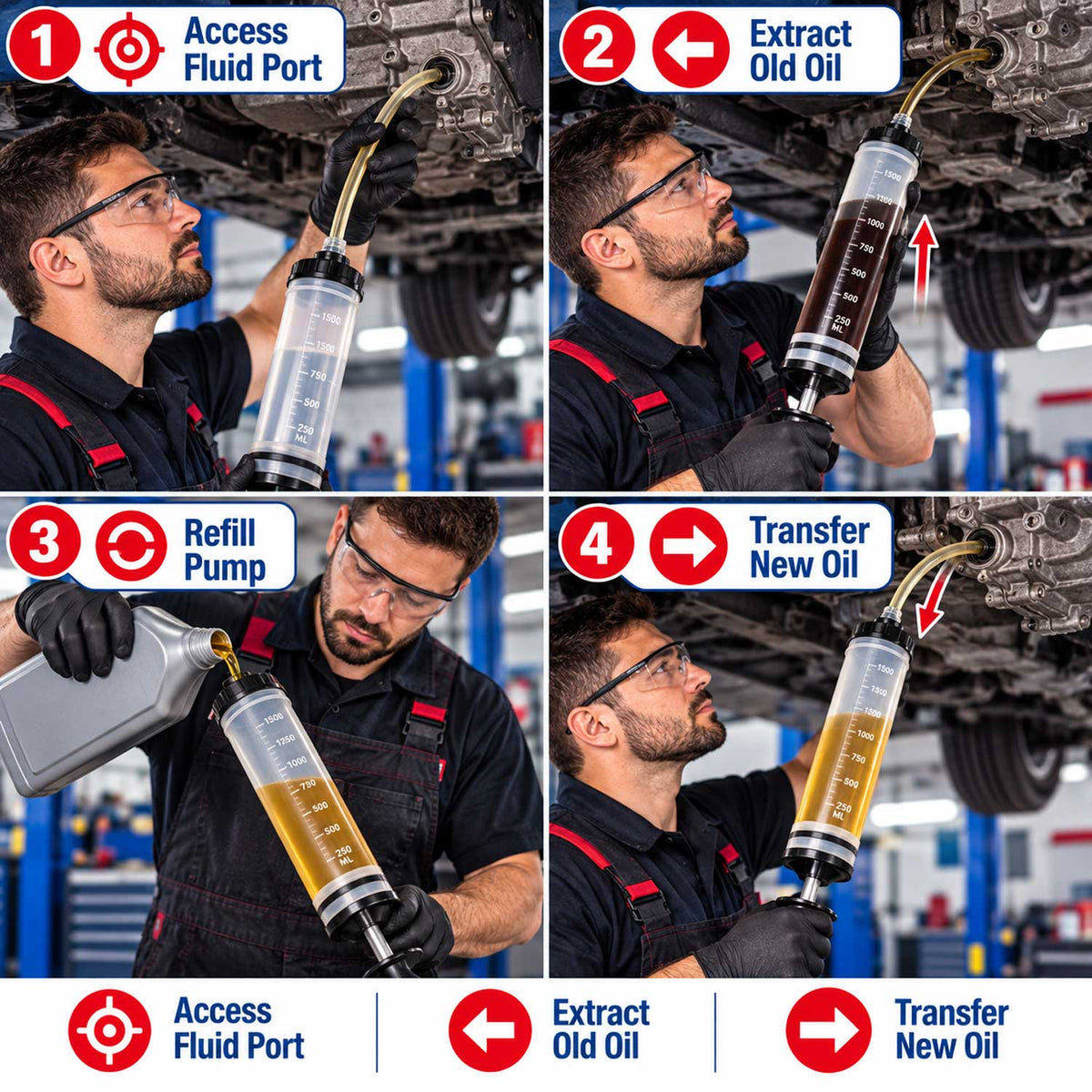 Pompa di aspirazione e scarico dell’olio, con funzionamento manuale, da 0.5 litri Gebo Tools