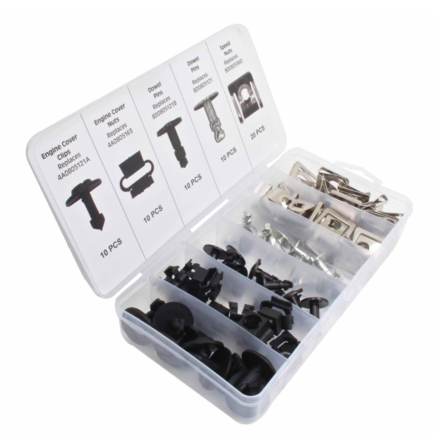 Kit assortimento di vite per autoveicoli e auto U-Clips fissaggio metallo con vite autofilettante, per fissaggio protezione motore VAG 60 pezzi