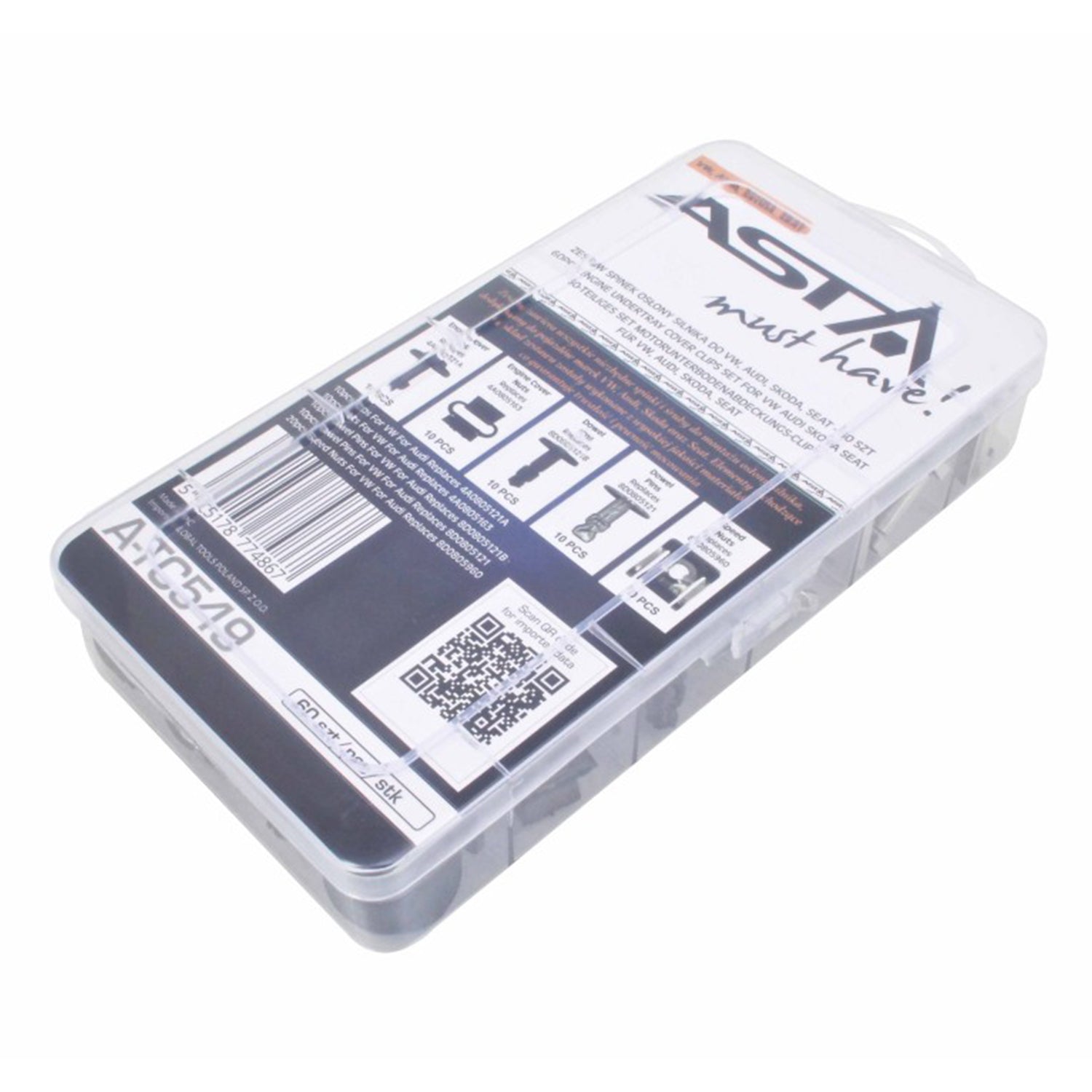 Kit assortimento di vite per autoveicoli e auto U-Clips fissaggio metallo con vite autofilettante, per fissaggio protezione motore VAG 60 pezzi