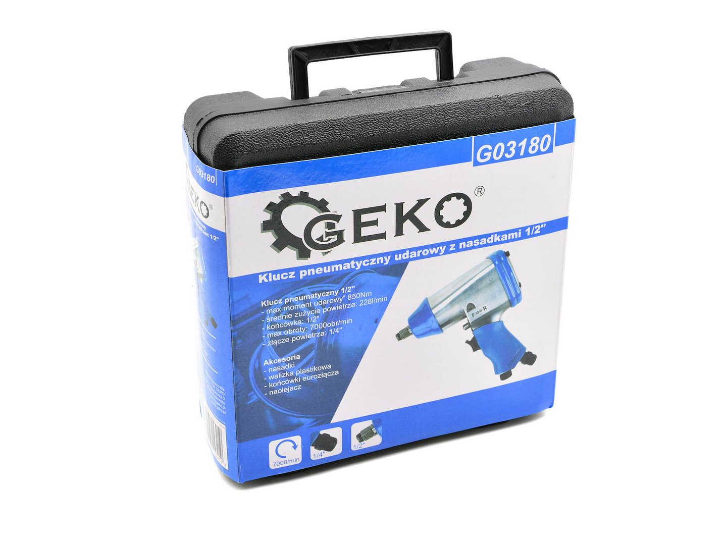 Avvitatore a impulsi pneumatico, professionale, chiave 1/2" con bussole 9–27 mm Geko
