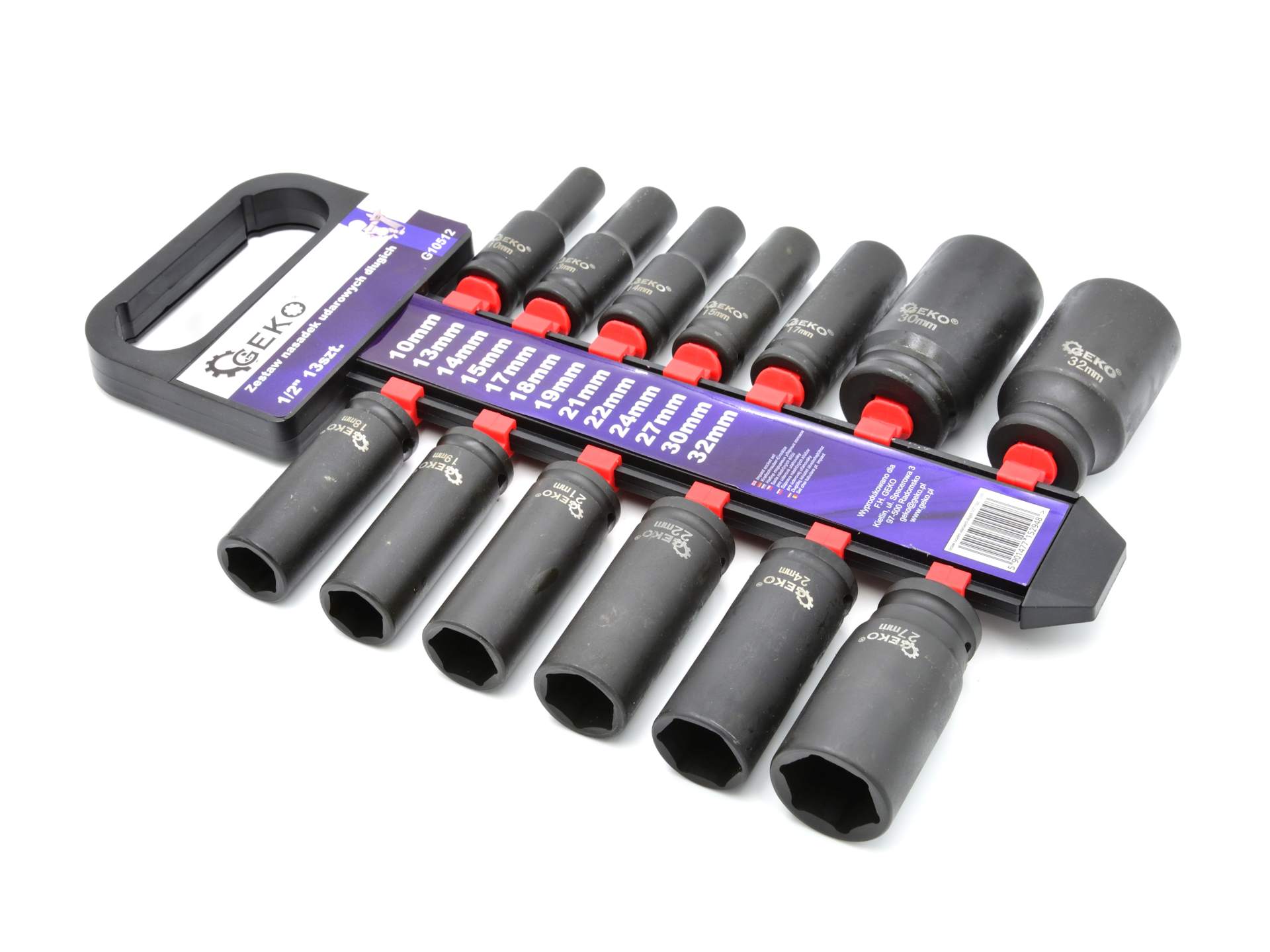 Set chiavi a bussola lunghe, 1/2" 10–32 mm 13 pezzi Geko