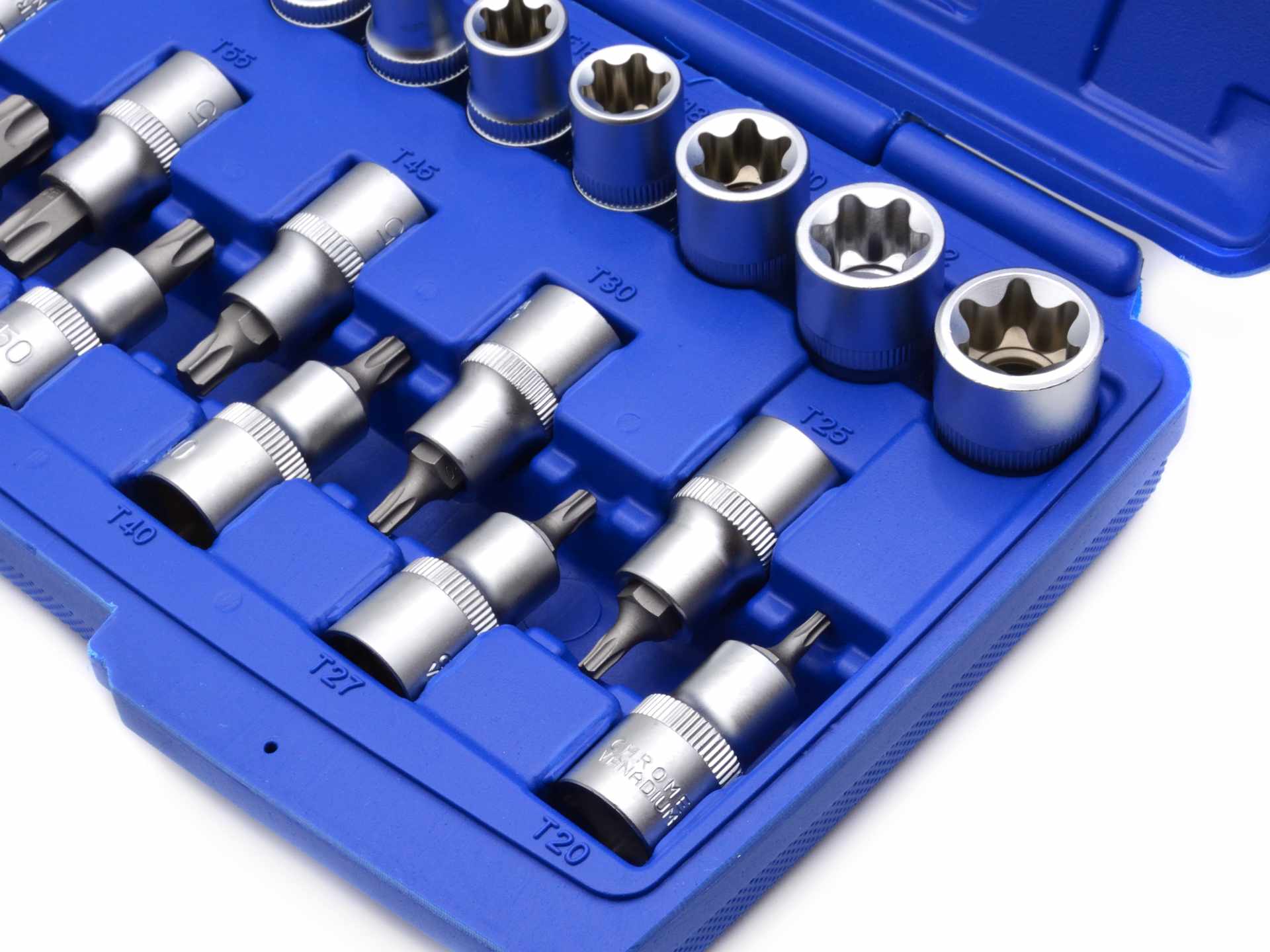 Set di chiavi a bussola Torx, inserti per chiave a bussole con punta, kit set inserti chiavi bussole torx 19 pz, Geko