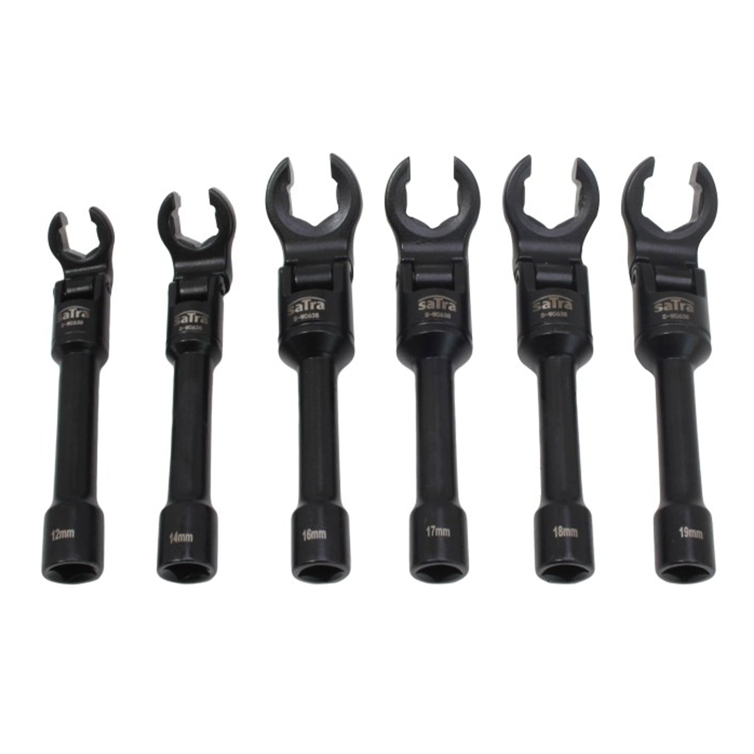 Set di chiavi a bussola per iniettore diesel, set 6 chiavi poligonali aperte per raccordi carburatori iniettori, 3/8", 12-19 mm