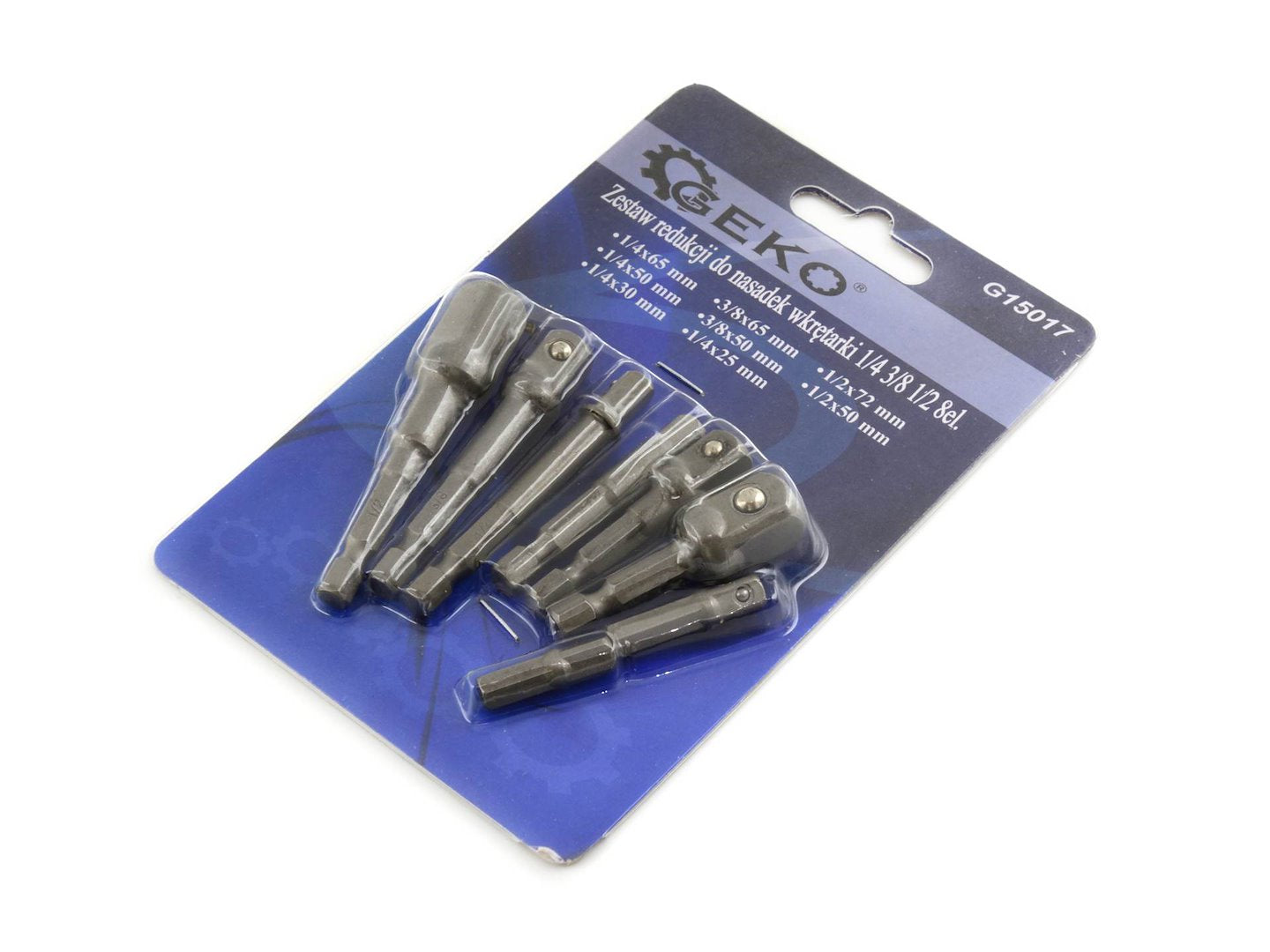 Kit di adattatori trapano esagonale, adattatore presa per 1/4", 3/8", 1/2", 8 pezzi Geko