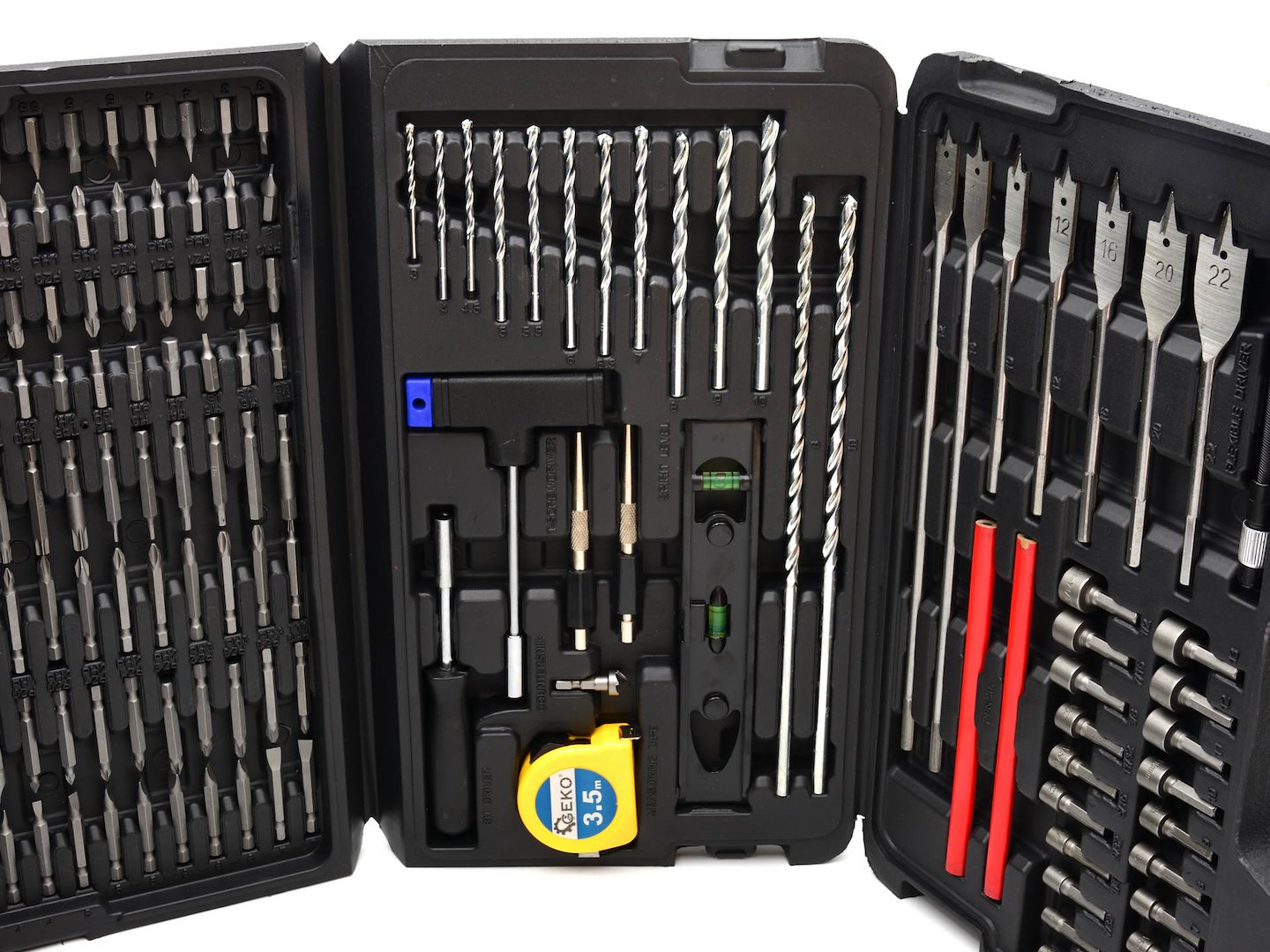 Set di 217 pezzi con punte, bit, bussole e accessori per accessori per utensili di foratura e avvitamento – metallo, legno, cemento