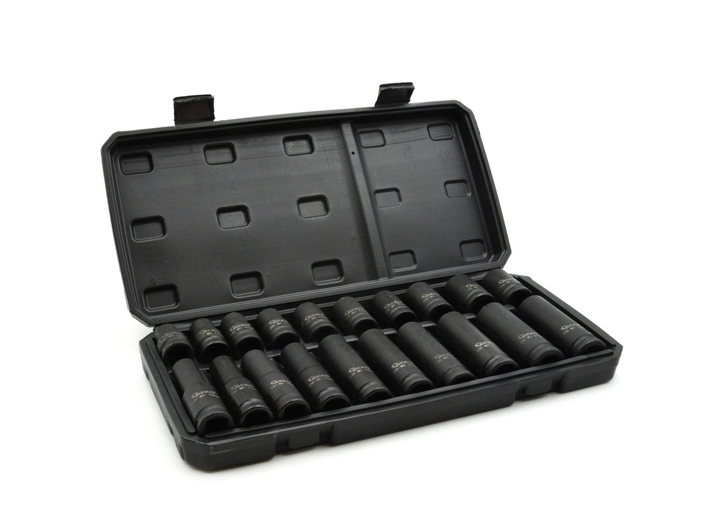 Set bussole a impatto, bussole a impulsi profondo da 1/2" prese metriche 10-19 mm, 20 pezzi, in acciaio Cr-Mo