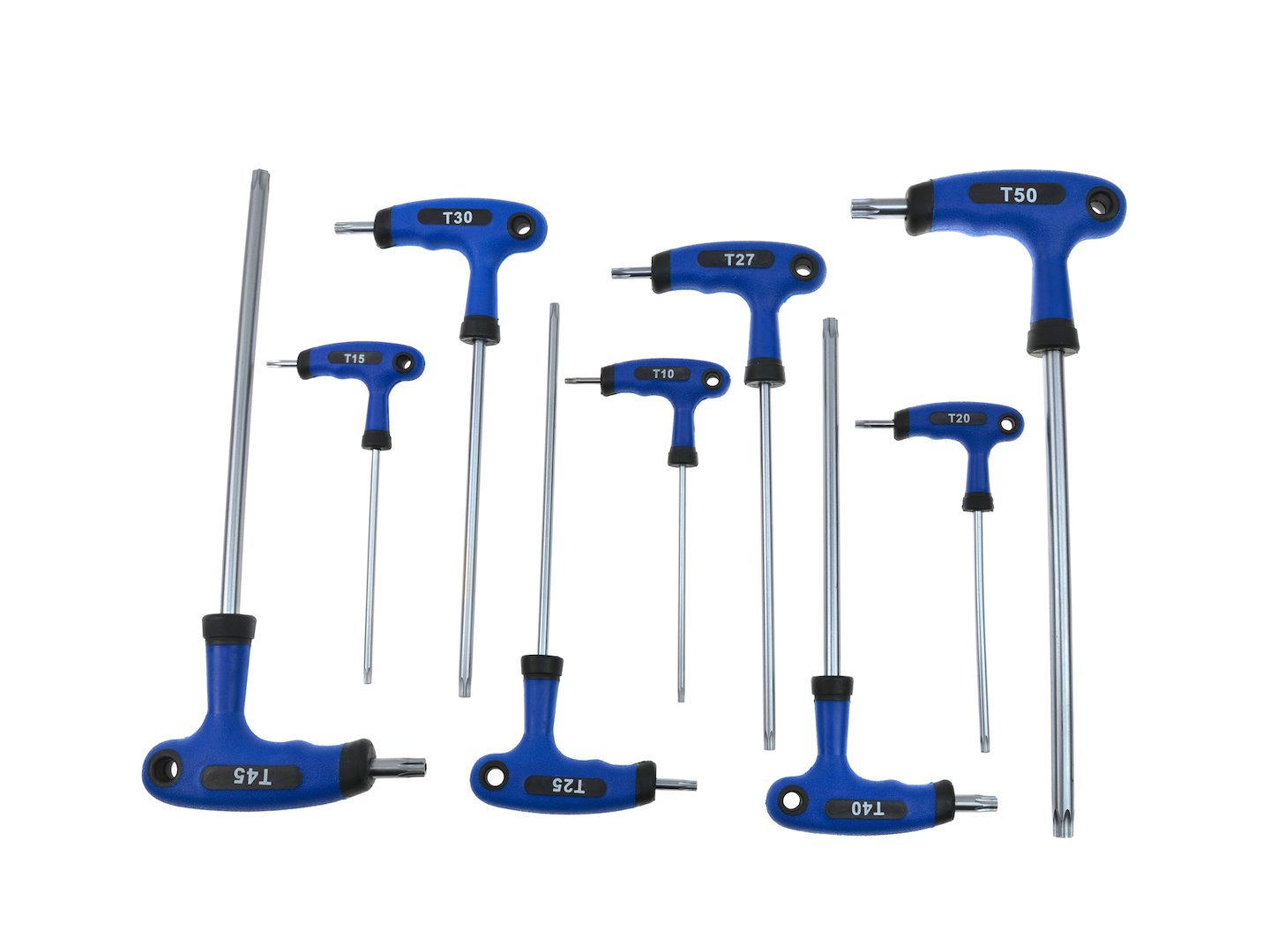 Set di chiavi Torx con manico-impugnatura a T, T10-T50, design a due punte per viti Torx, set da 9 pezzi per fai da te, strumento di riparazione bici auto