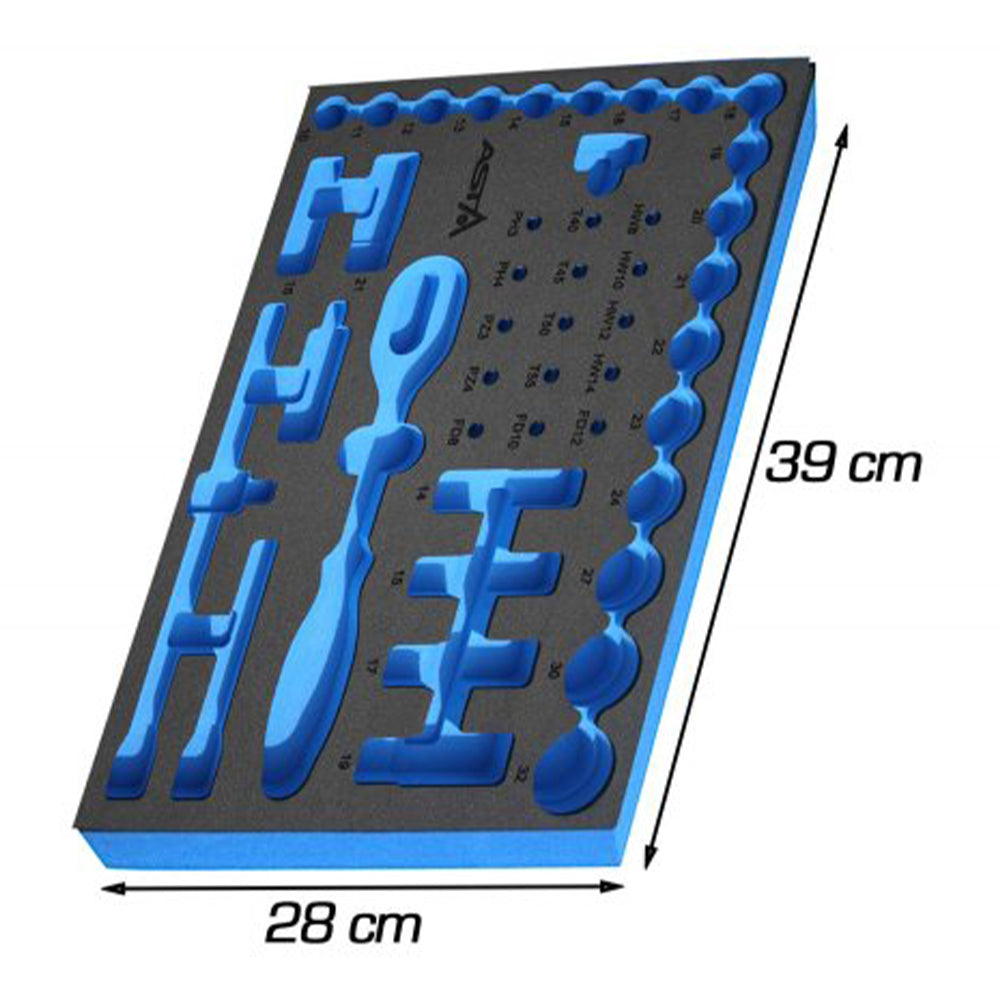 Modulo per carrelli portautensili vuoto, schiuma espansa, schiuma a forma di cubo, inserto per chiavi a bussola e cricchetti