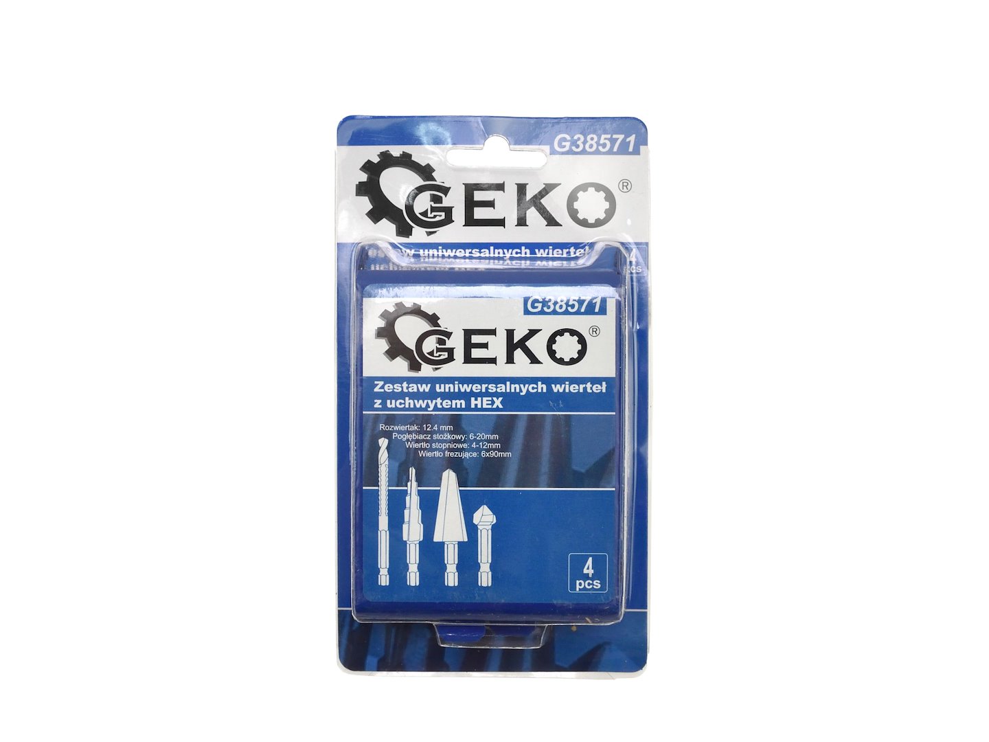 Set di punte trapano, HSS TiN, qualità professionale, con attacco HEX 4 pezzi Geko