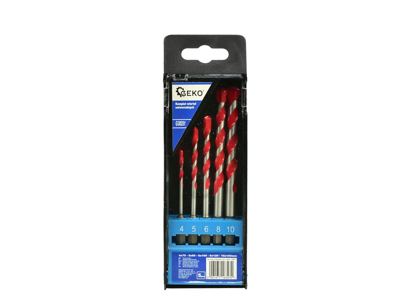 Set punte de trapano 5 pezzi, punta in carburo di tungsteno, per cemento, ceramica, muro mattoni, alluminio, lamiera d’acciaio, materiali leggeri da costruzione, legno e plastica, 4–10 MM HEX