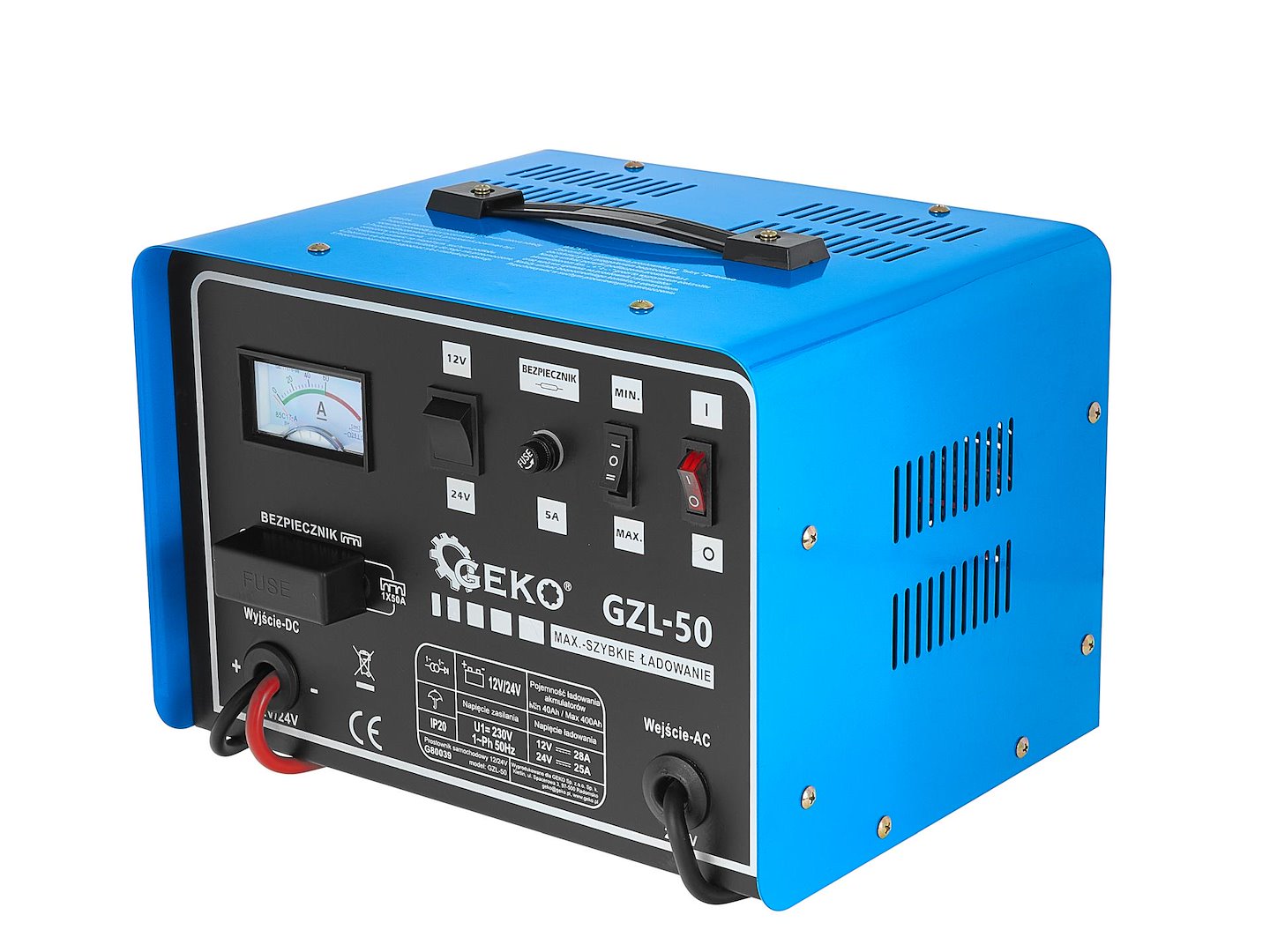Caricabatterie auto 12/24V GZL-50 28/25A con ricarica rapida,avviatore per batterie auto 40-400Ah Geko