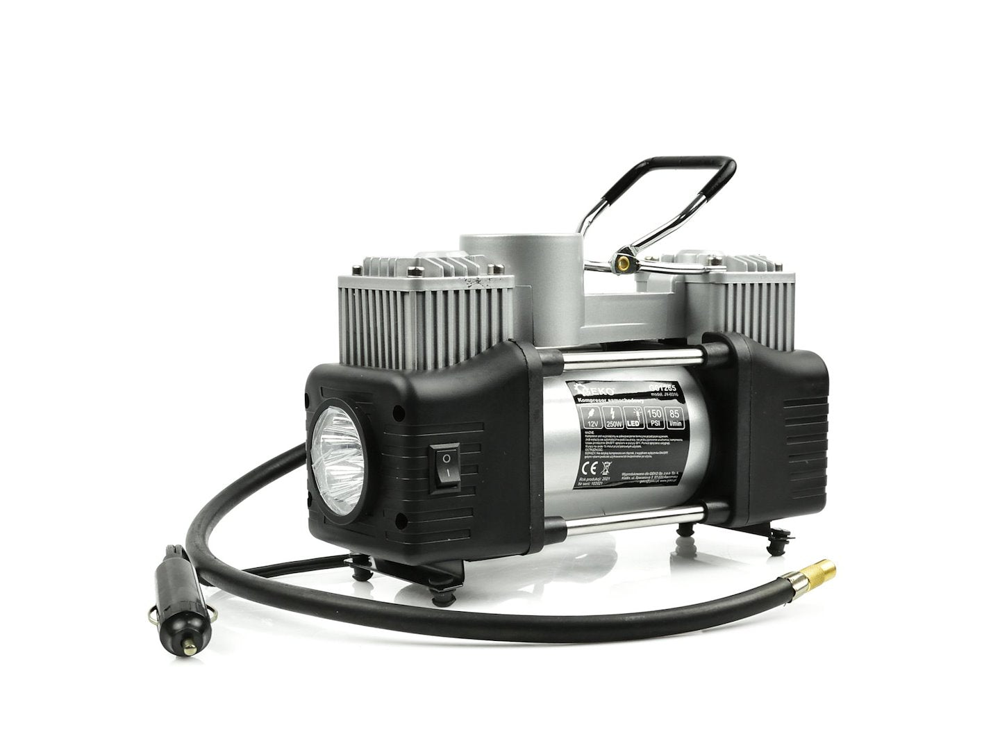 Compressore d'aria da 12 V, gonfiatore per pneumatici,kit di gonfiaggio per pneumatici da 85 l/min con torcia, pompa d'aria per auto, biciclette, palloni, materassi ad aria, barche gonfiabili, Geko