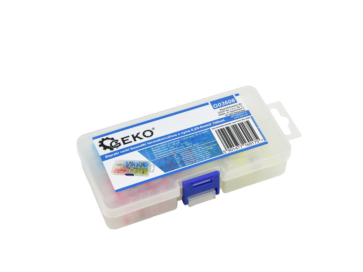 Set di tubi termoretraibili, per cavi di isolamento, kit di tubi termorestringenti, assortimento di manicotti per avvolgimento di cavi isolanti elettrici 0,25-6 mm², capicorda stagnati 100 pezzi, Geko
