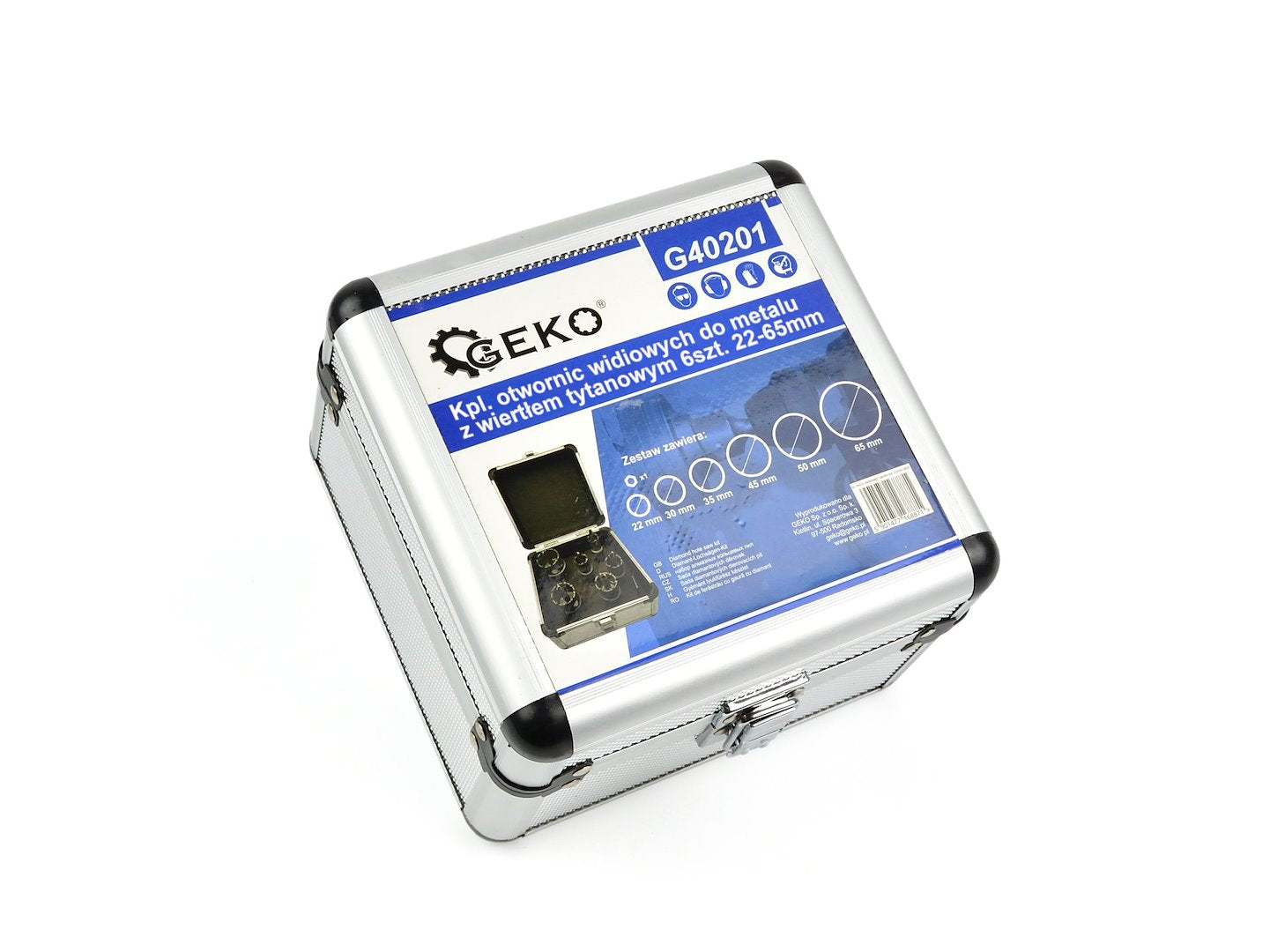 Kit di 6 seghe a tazza TCT con punta in carburo di tungsteno, 22-65 mm, punte per trapano con punta pilota placcata in titanio, per metallo, acciaio, ferro, legno, plastica, ghisa, metalli non ferrosi, Geko