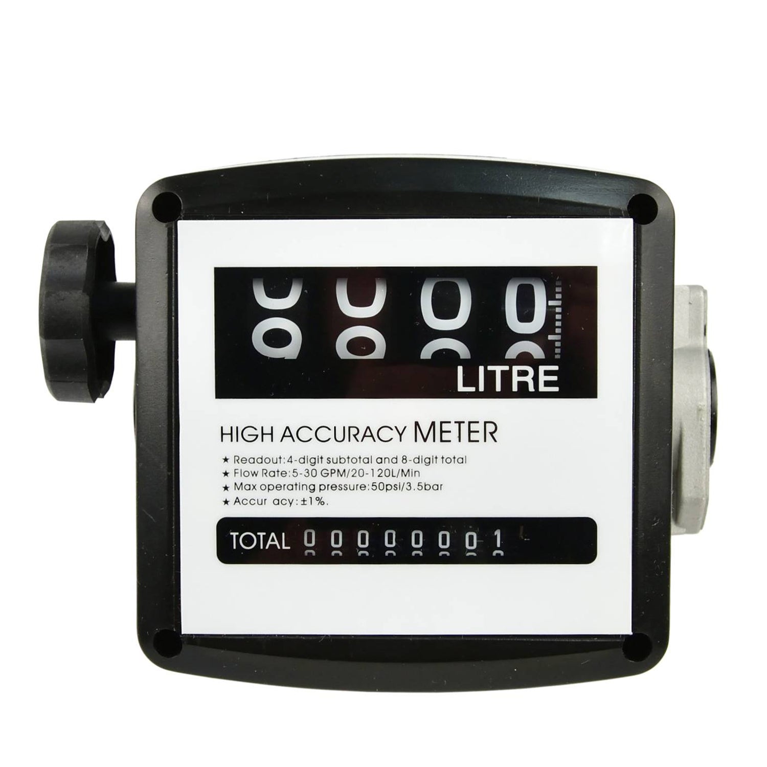 Contatore per pompa gasolio diesel 3,5 bar 20-120 l / min, tolleranza 1%, indicatore flusso