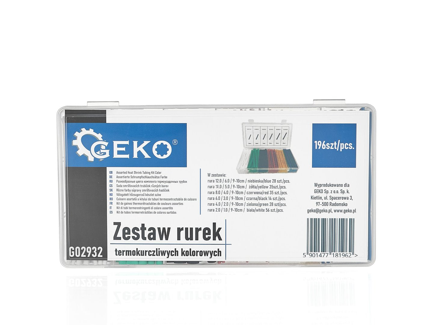 Set kit 196pz guaine termorestringenti assortimento cavi cavo elettrico tubi, guaina termorestringente, termorestringente per cavi elettrici, termorestringente tubi, kit tubo termorestringente, blu giallo rosso verde nero bianco 6 misure Geko
