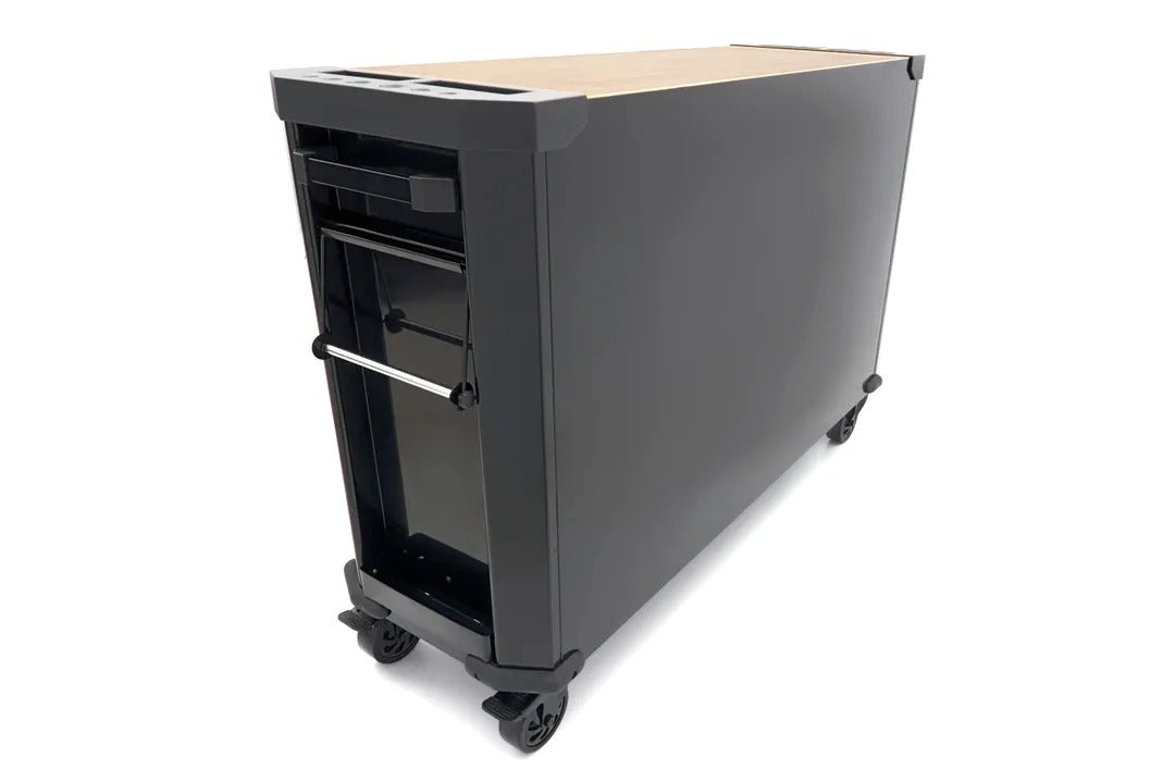 Carrello portautensili metallico professionale officina con 10 cassetti e ruote-mobile 147 cm con piano di lavoro in legno massiccio HBM Olanda