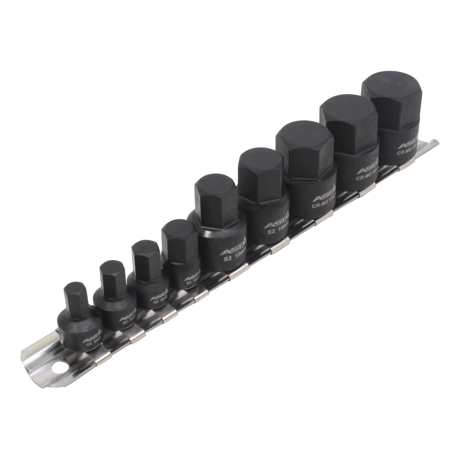 Set di bussole esagonali 1/4" 3/8" premium, set di bussole metrico, set di 9 bussole a brugola, 6-19 mm, per avvitatori a impatto