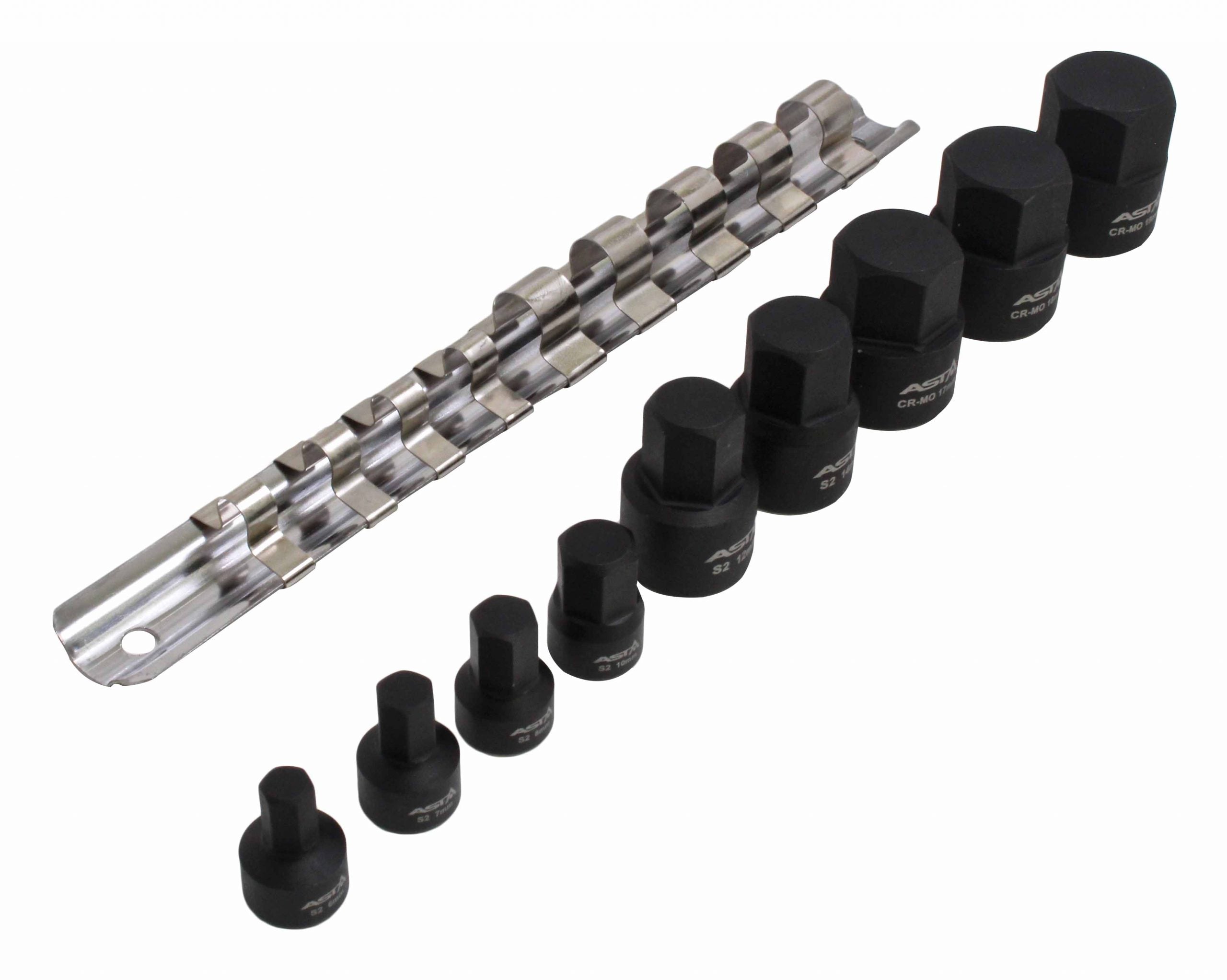 Set di bussole esagonali 1/4" 3/8" premium, set di bussole metrico, set di 9 bussole a brugola, 6-19 mm, per avvitatori a impatto