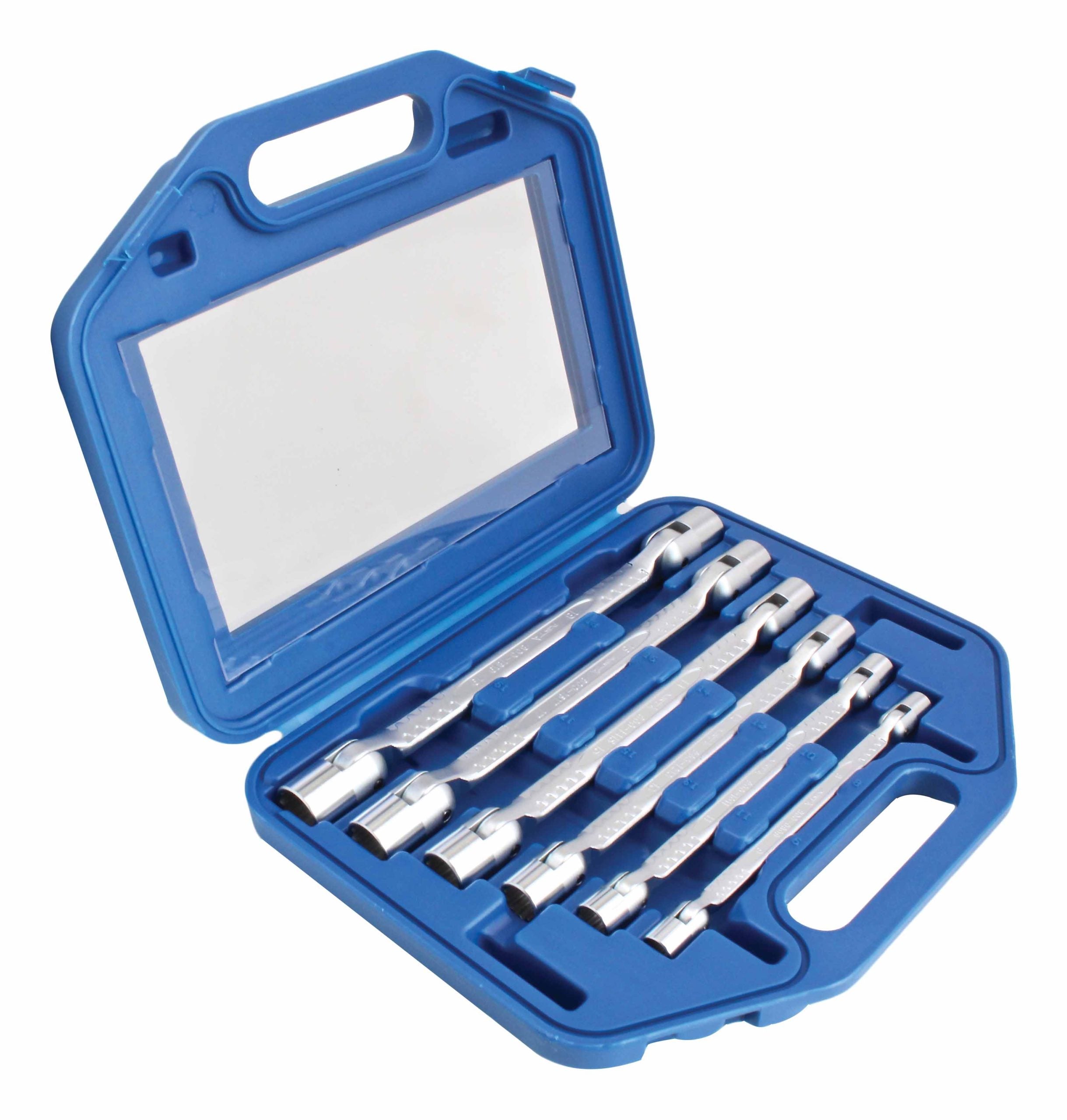 Serie-set 6 chiavi, chiave a doppia bussola snodate 8 - 19 mm, poligonale