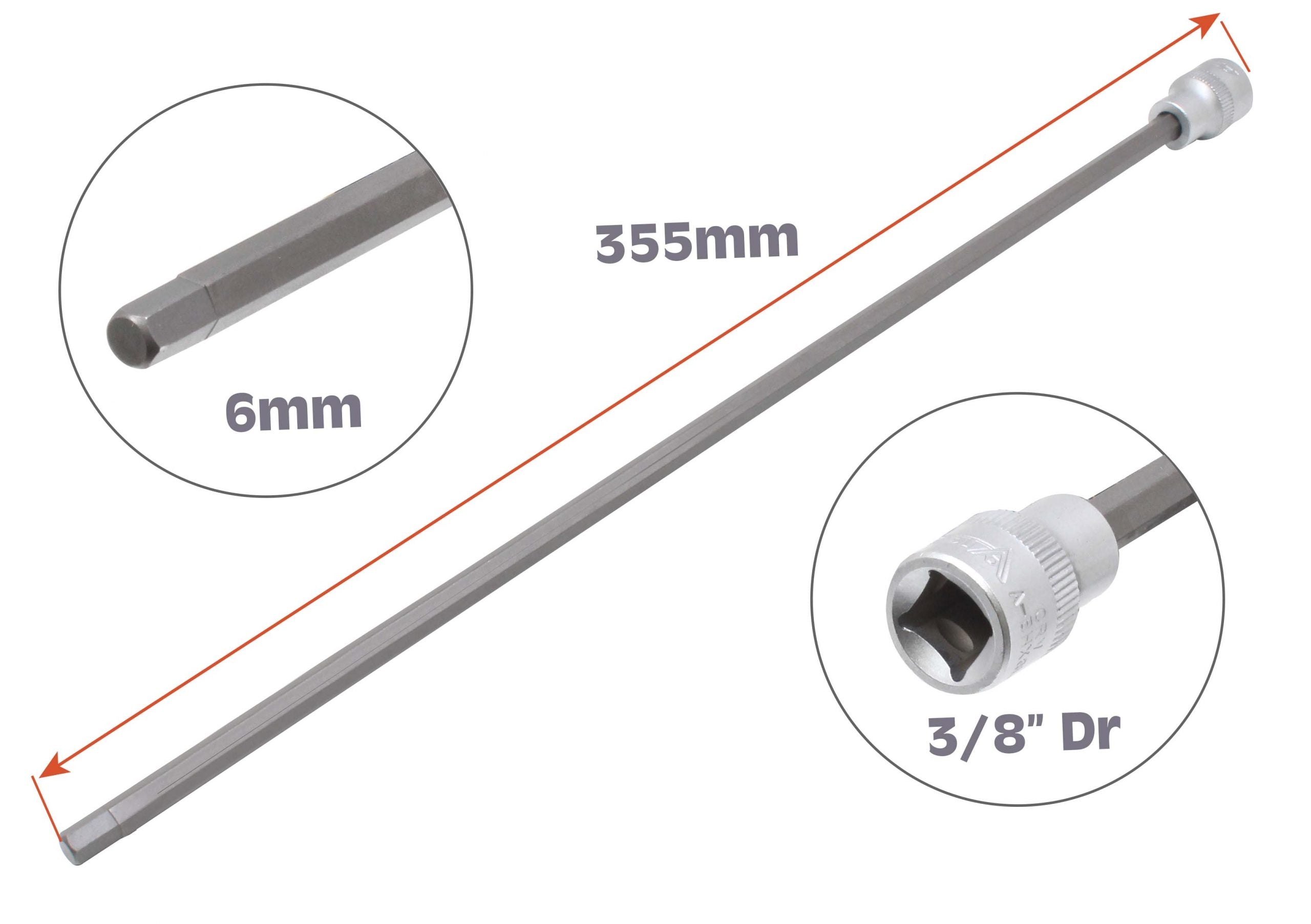 Inserto extra lungo 355 mm esagonale 6 mm 1/2 per montaggio/smontaggio albero motore VW VAG Audi