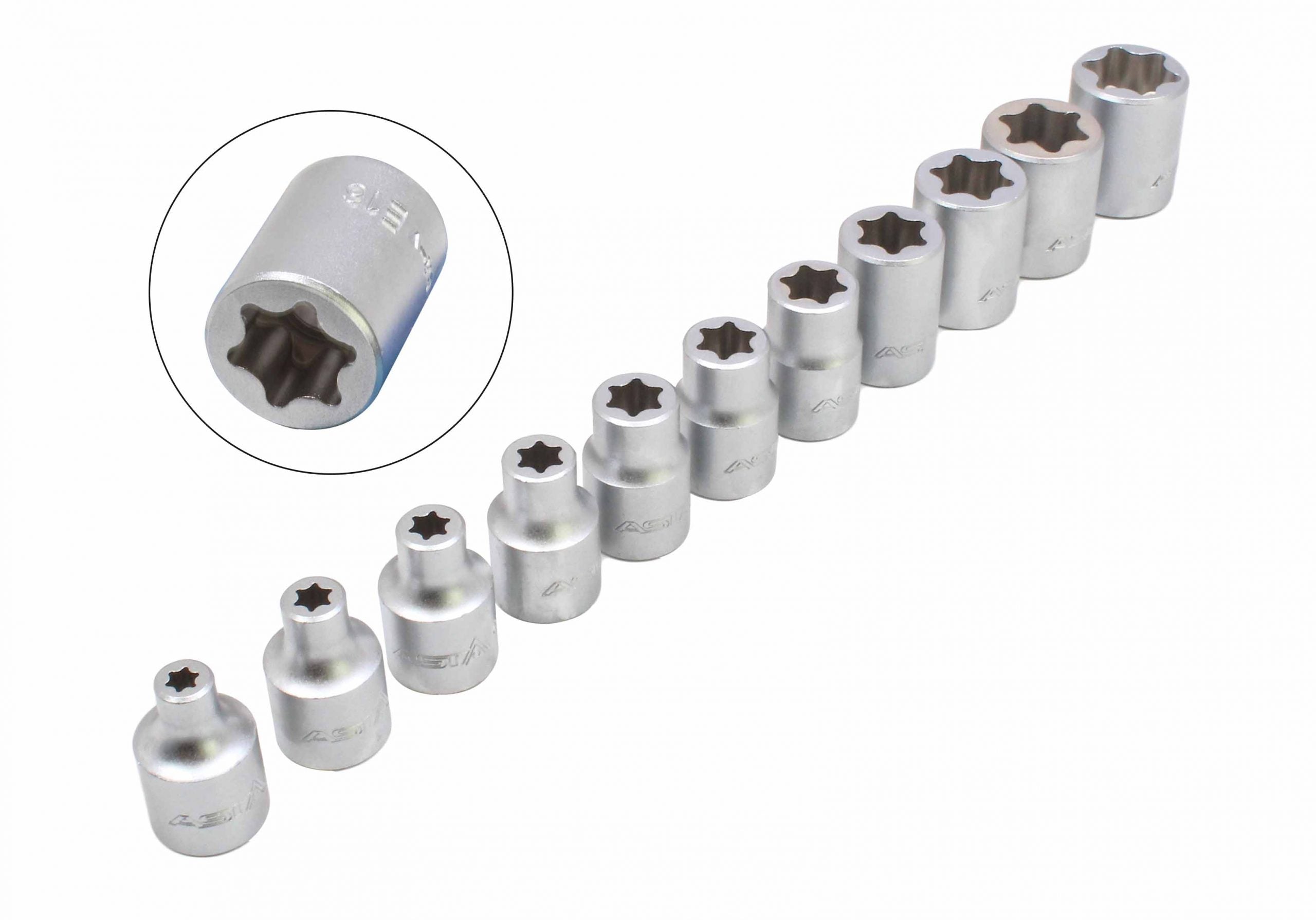 Set chiavi a bussola Torx 3/8" da E6–E20 11 pezzi, set di bussole E-Trx