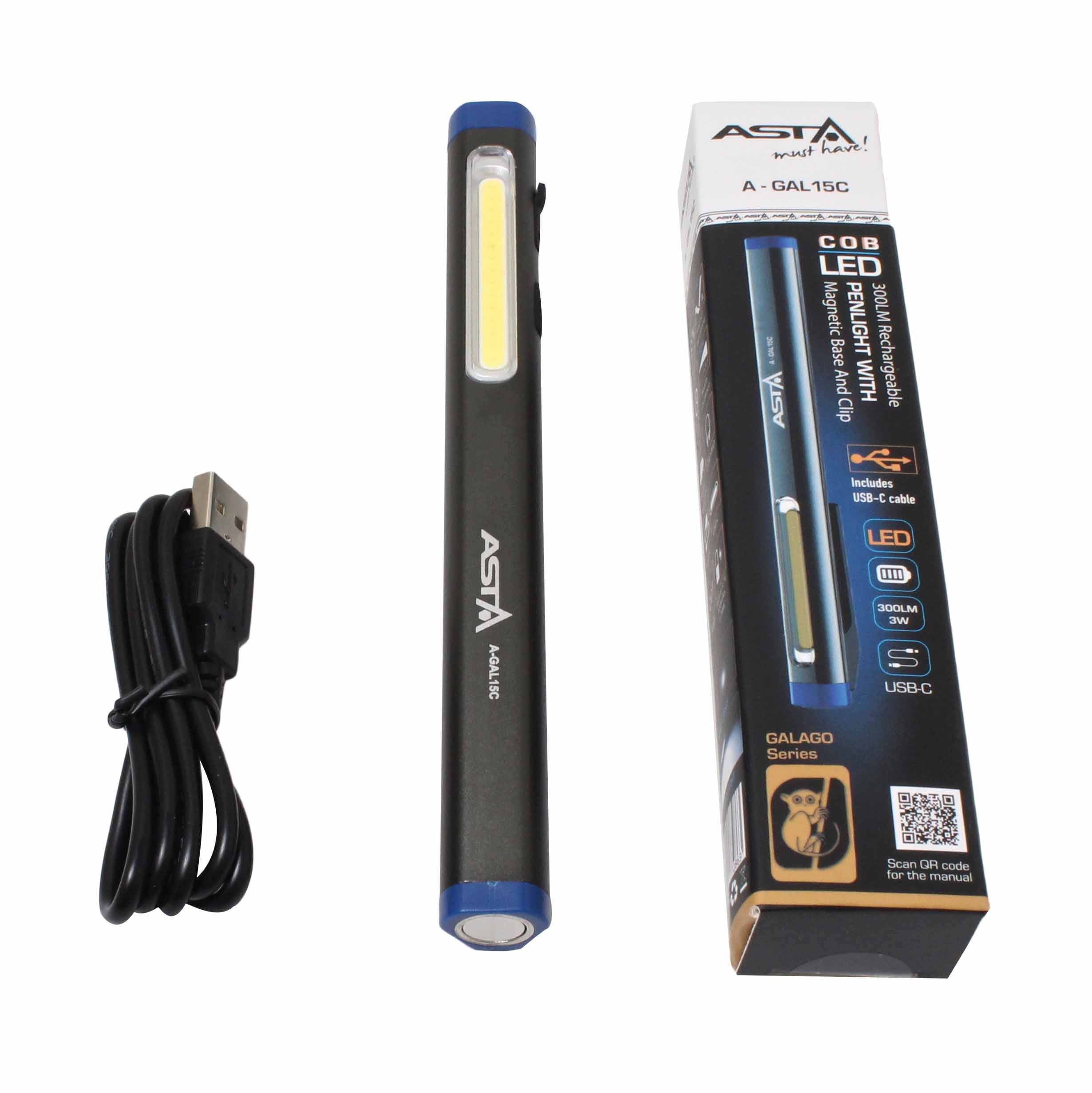 Torcia a penna LED COB, penlight piccola e compatta lampada da officina con potenza luminosa, dimmerabile, con magnete per il fissaggio