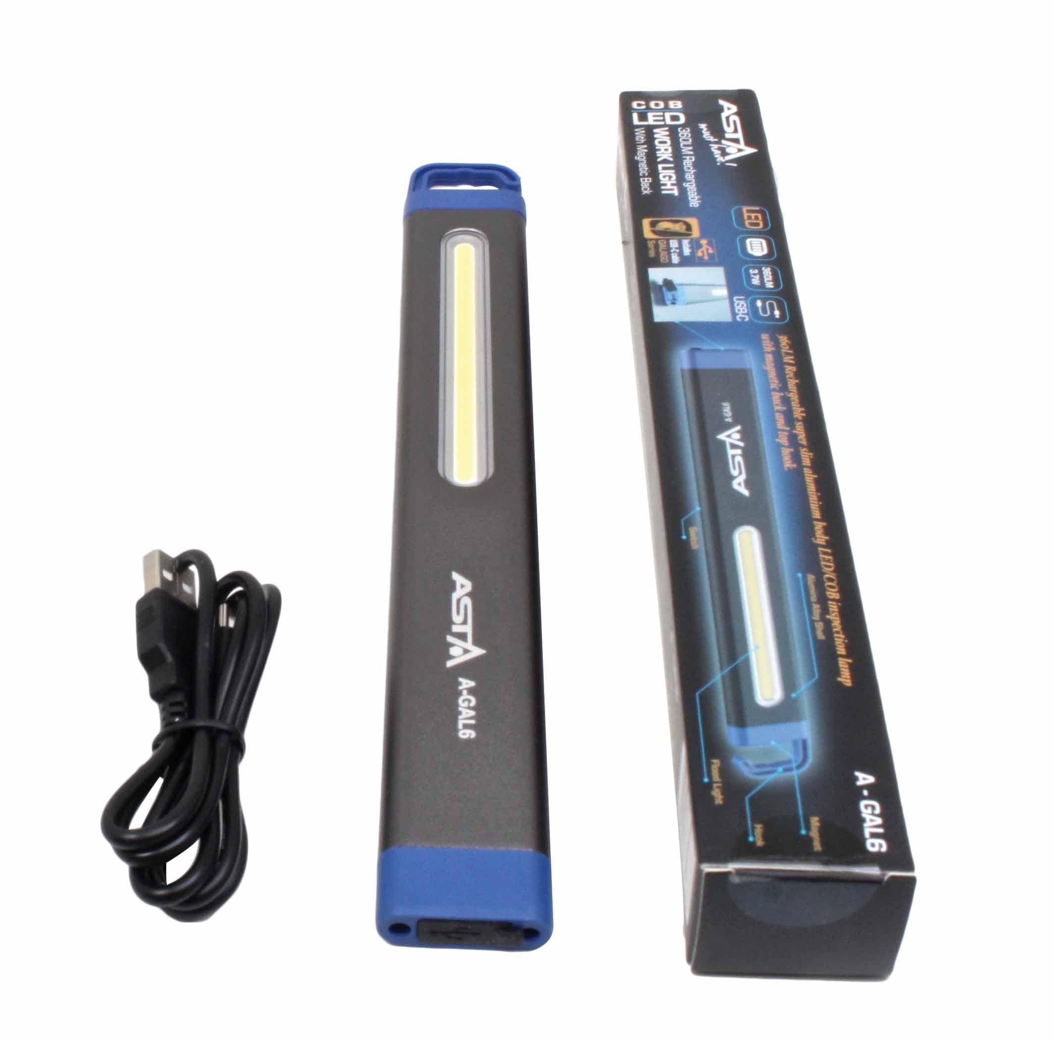 Luce LED COB, magnetica ricaricabile, luce LED lampada per officina, dimmerabile, ultrasottile, 360 lumen Asta