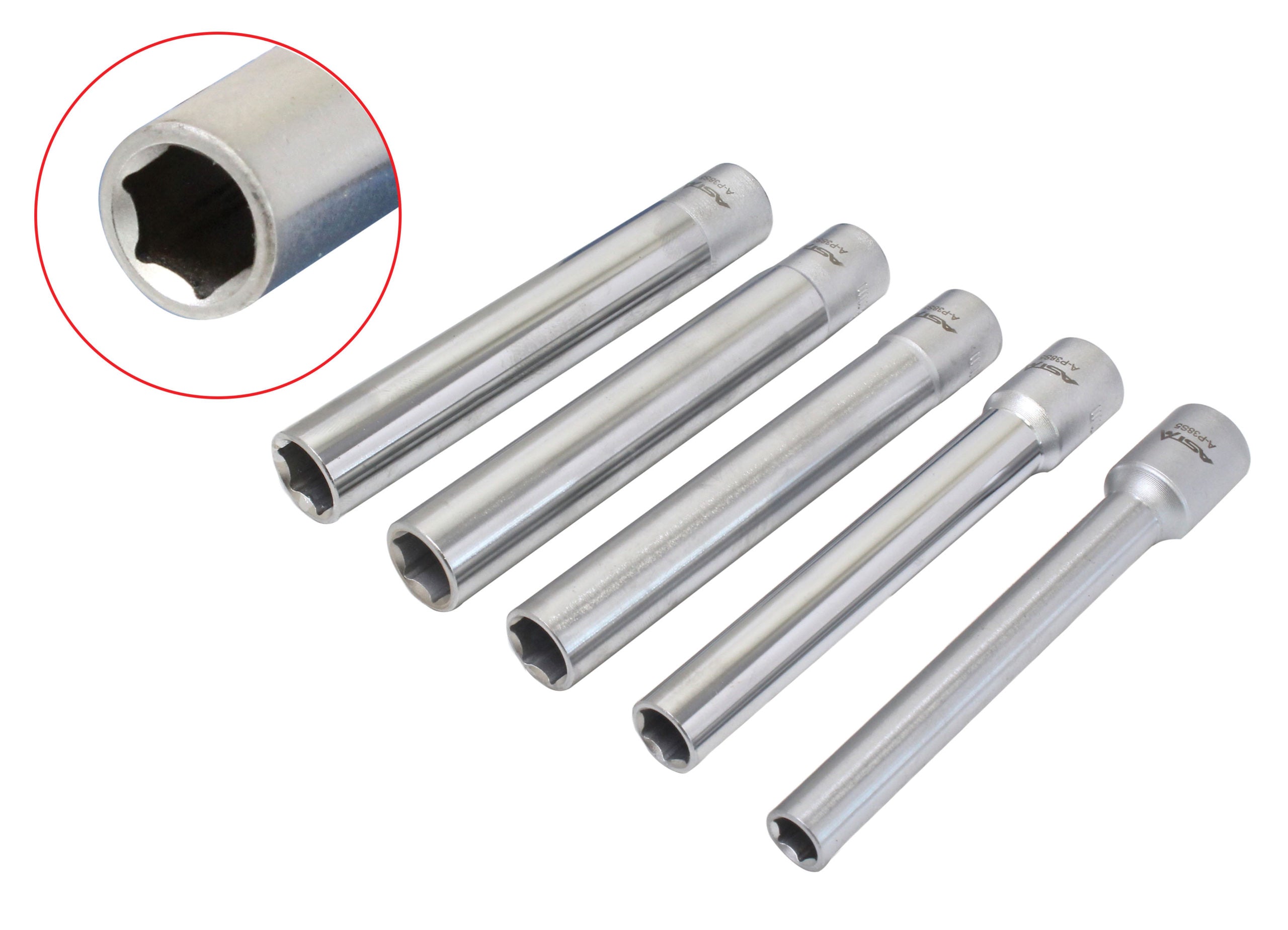 Set chiavi a bussola extra lunghe 3/8", 5 pezzi