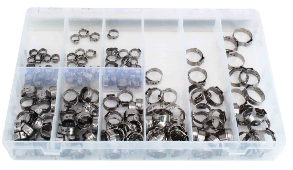 Set morsetti per tubi flessibili, morsetti per tubo ad iniezione di carburante, mini fascette stringitubo, clip in acciaio inossidabile per fissaggio di tubo benzina, 170 pezzi