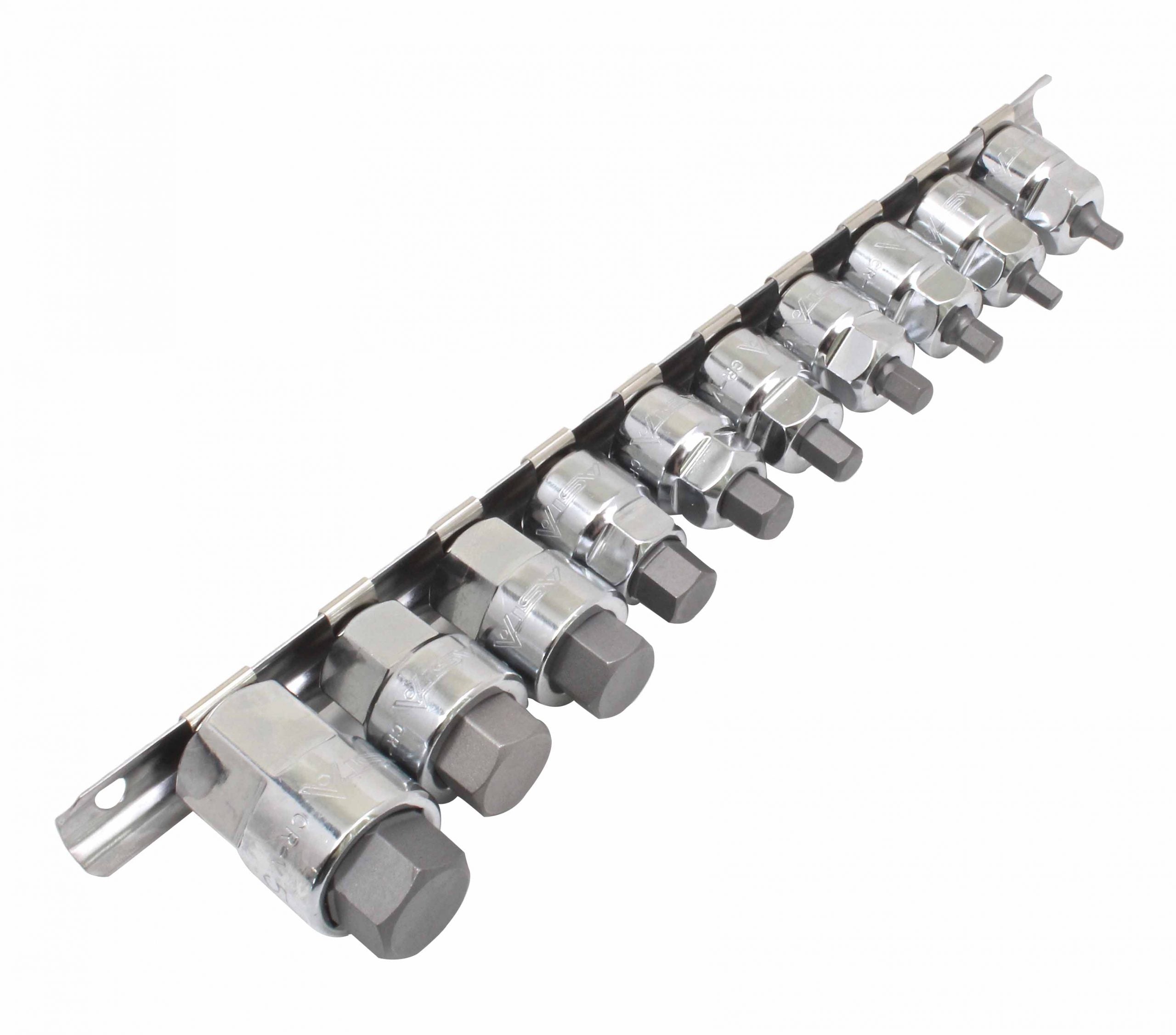 Set di bussole esagonali 1/2" premium, set di bussole in acciaio Cr-V, metrico, set di 10 bussole a brugola, per avvitatori a impatto