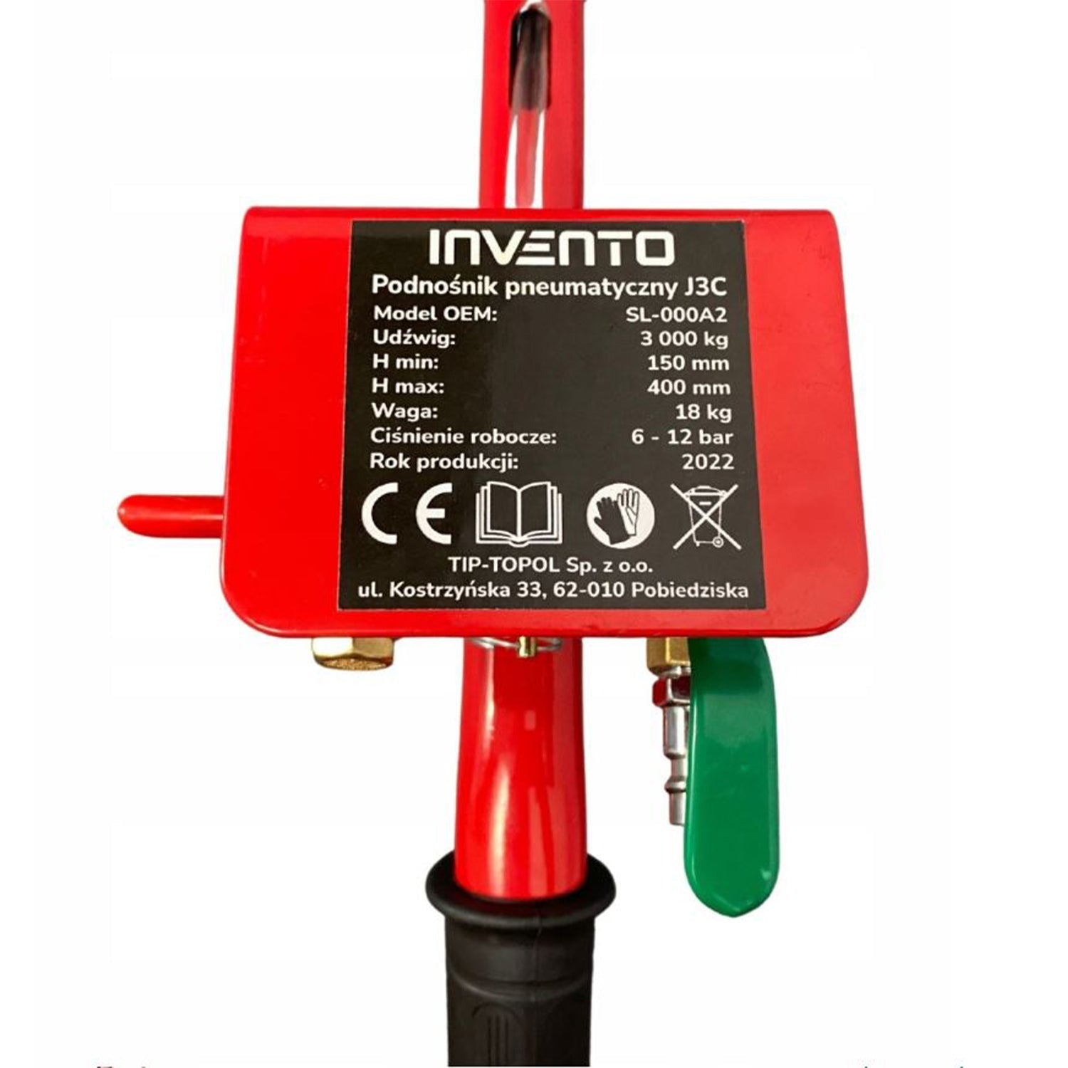 Cric ad aria compressa, 3 tonnellate/3000 kg, cric airbag, sollevamento 150–500 mm, cric pneumatico da sollevamento pneumatico con maniglia per auto, garage, Invento