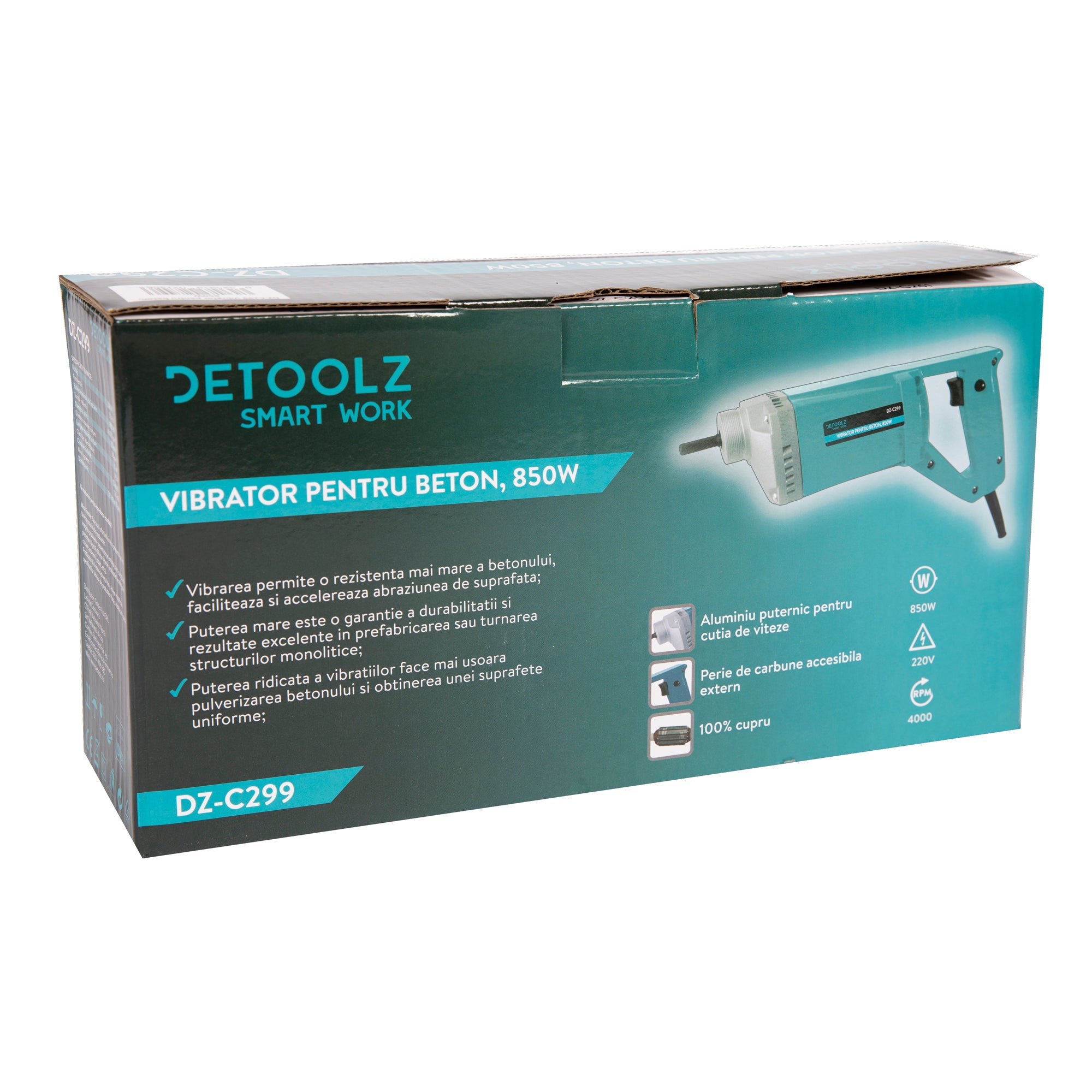 Vibratore per calcestruzzo, vibratore elettrico per cemento 800 w Detoolz