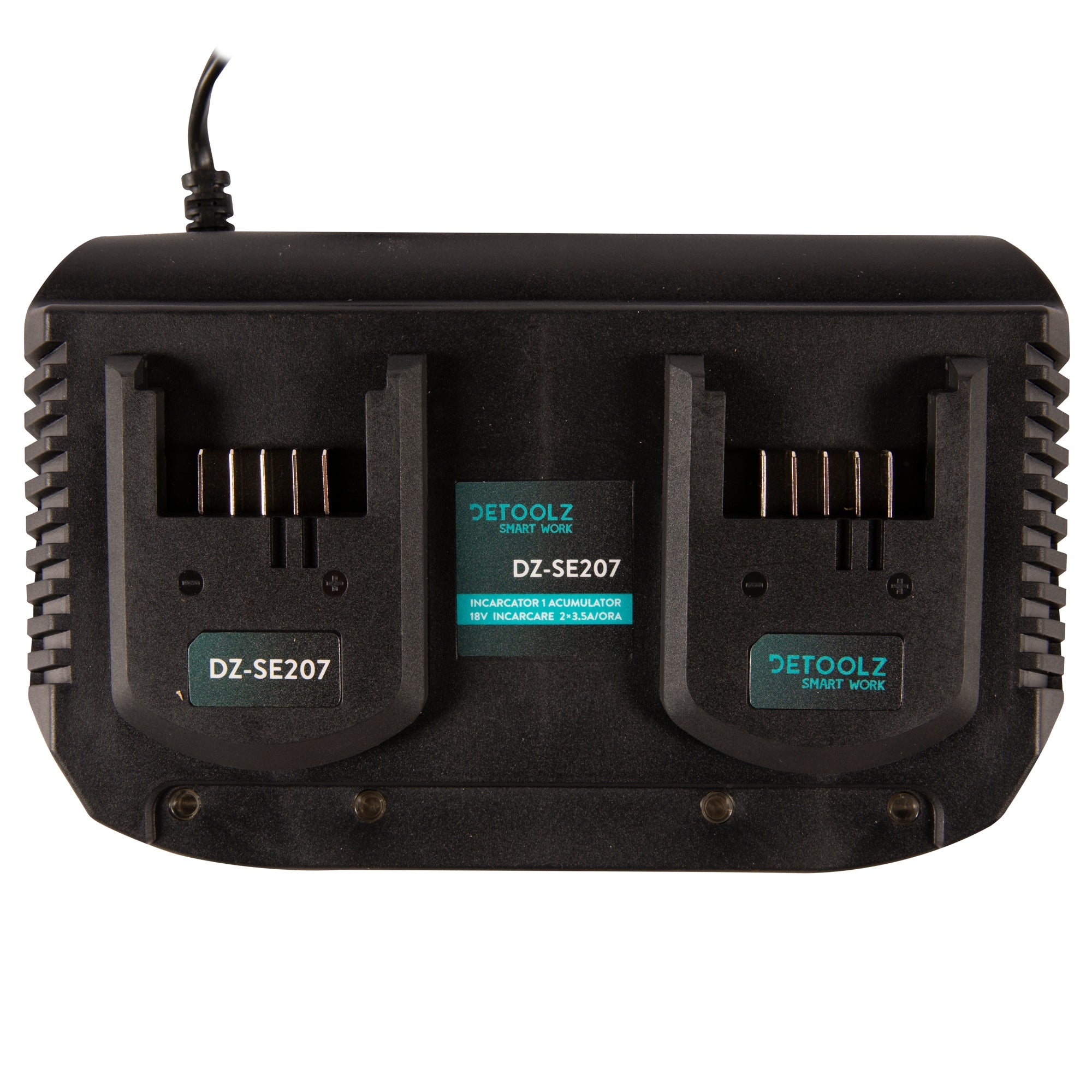 Caricabatterie doppio dual per 2 batterie allo stesso tempo Li-Ion 18 V 3,5 A Detoolz