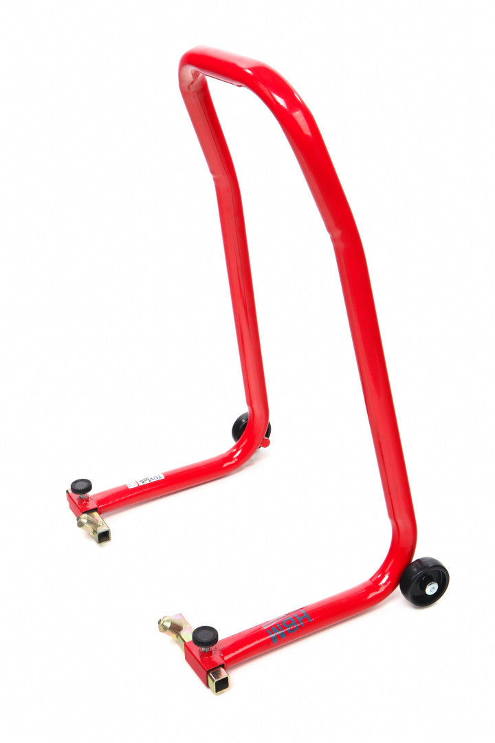 Cavalletto per ruote anteriori per il sollevamento della moto bici garage capacità carico max. 100kg, cavalletto supporto per moto bici da officina adatto testa della forcella a doppia u + l, Premium HBM Machines Olanda