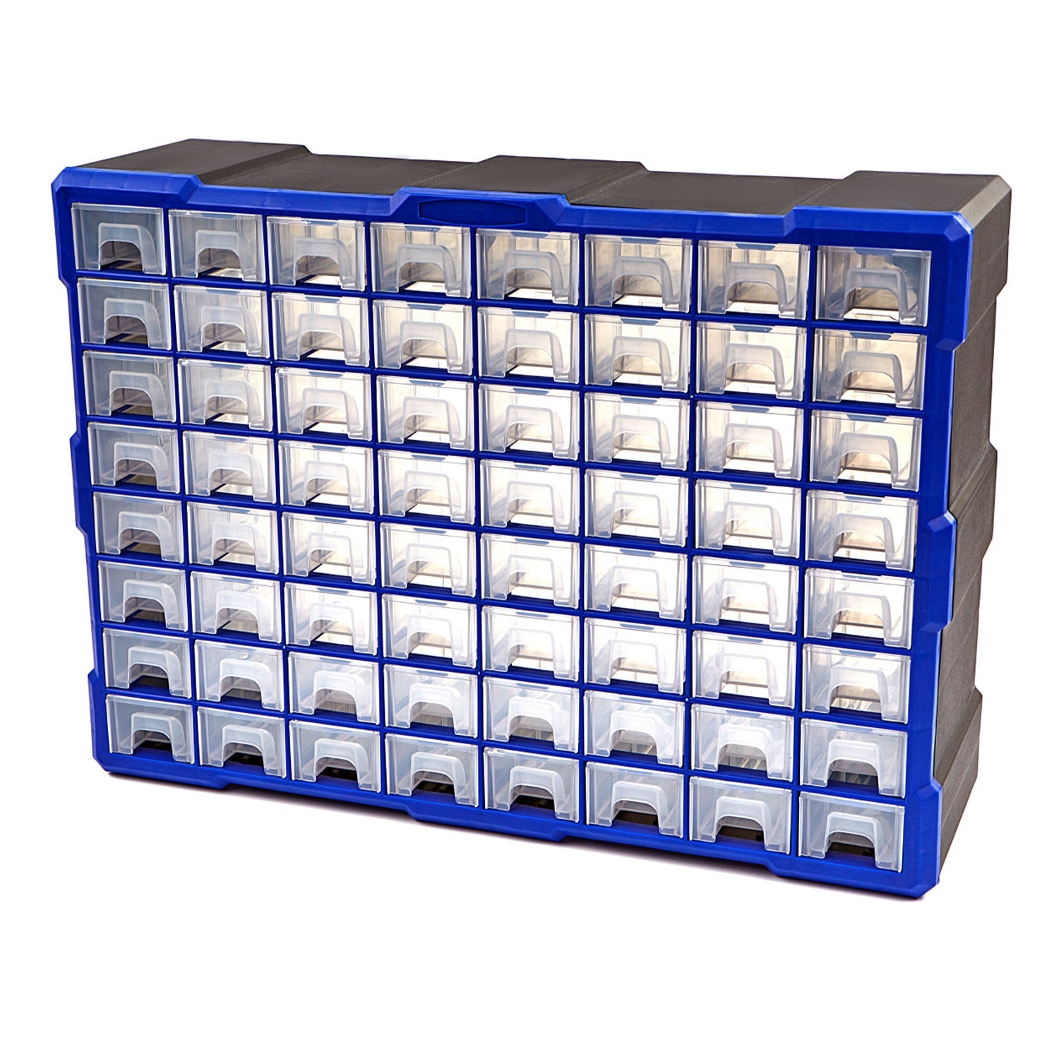 Cassetta-cassettiera multiuso in plastica portaminuteria 52 × 16 × 37 cm con 64 cassetti