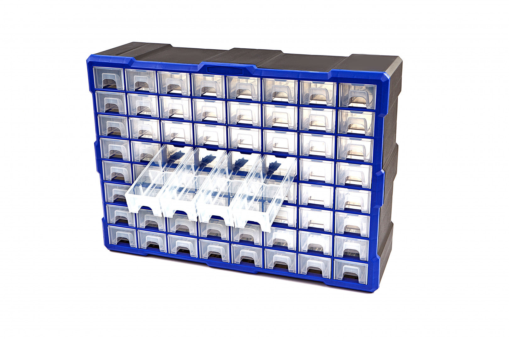 Cassetta-cassettiera multiuso in plastica portaminuteria 52 × 16 × 37 cm con 64 cassetti