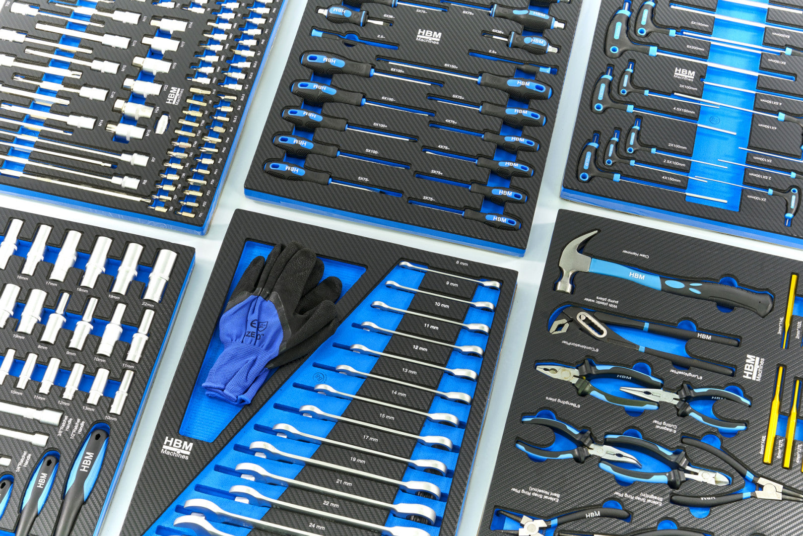 Carrello completo di attrezzi set 262 pezzi con 7 cassetti 7 scomparti e ruote da officina Carbon premium Olanda