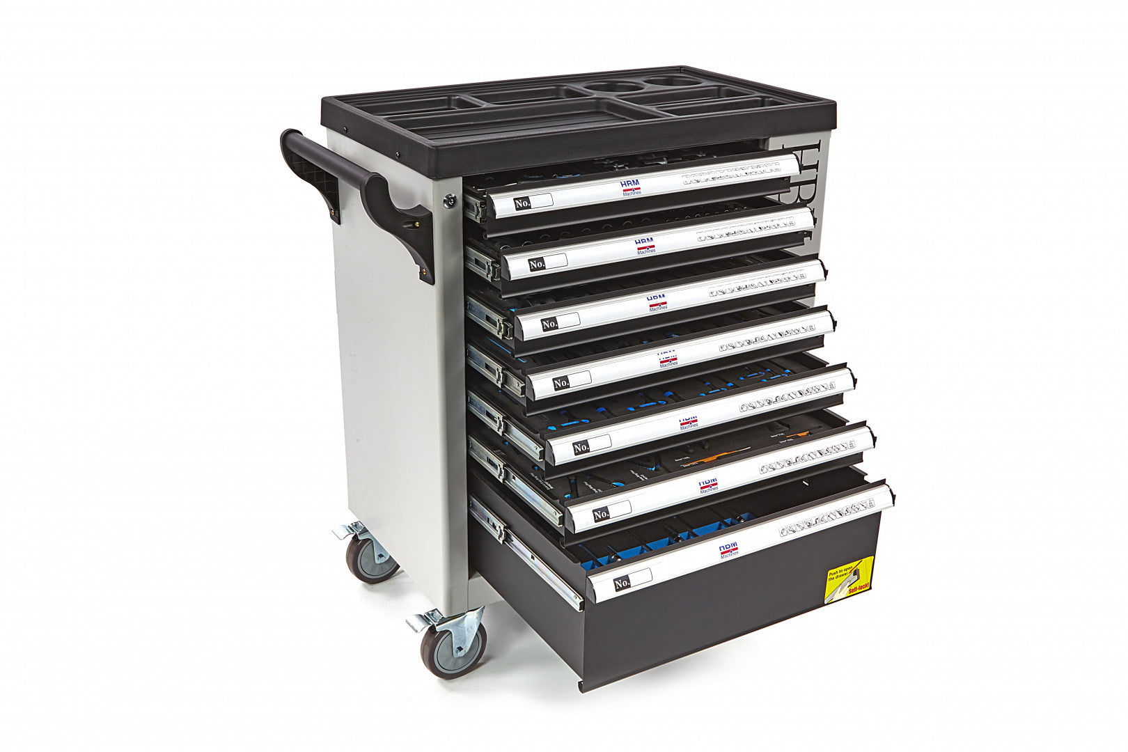 Carrello completo di attrezzi set 262 pezzi con 7 cassetti 7 scomparti e ruote da officina Carbon premium Olanda