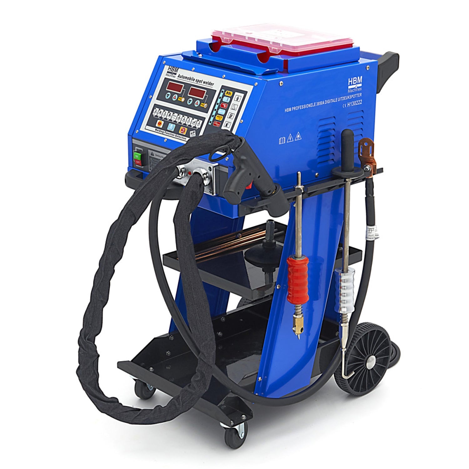 Kit estrattore per carrozzeria 230 V, stazione saldatrice per rimozione ammaccature a punti 5 modalità di saldatura, kit di strumento per riparazione ammaccature carrozzeria per auto camion moto, digitale 3850 A HBM