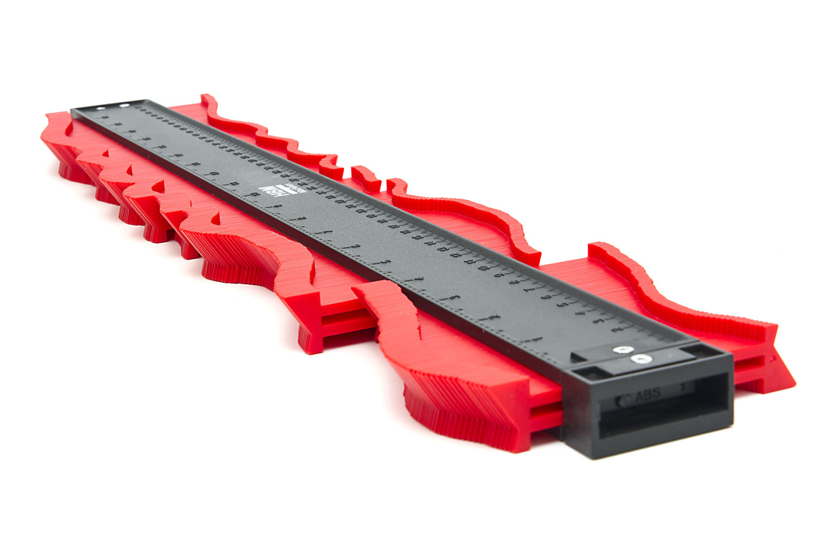 Calibro per contorni, 535 × 100 × 20 mm, stencil universale, duplicatore di profili per copiare forme irregolari con precisione, per facilitare il trasferimento di contorni, con scala graduata e supporto magnetico, per posa a pavimento