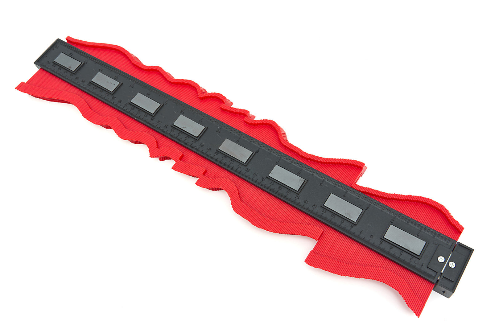 Calibro per contorni, 535 × 100 × 20 mm, stencil universale, duplicatore di profili per copiare forme irregolari con precisione, per facilitare il trasferimento di contorni, con scala graduata e supporto magnetico, per posa a pavimento
