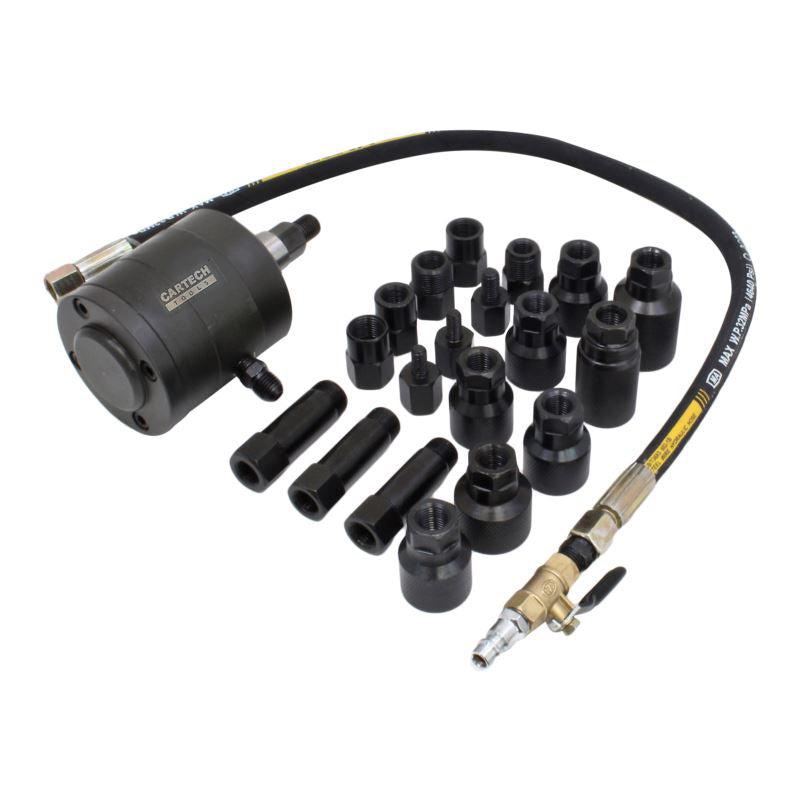 Estrattore pneumatico per iniettori diesel per rimuovere iniettori a vibrazione d'aria da 5-8 bar con martello estrattore, 19 adattatori, tubo di prolunga e connettori, 1000 Nm 21 pezzi Bosch Delphi Denso Siemens